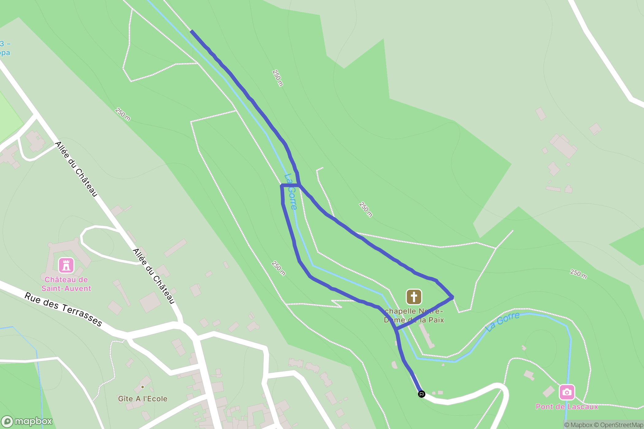 Saint-Auvent : carte du parcours de randonnée - France