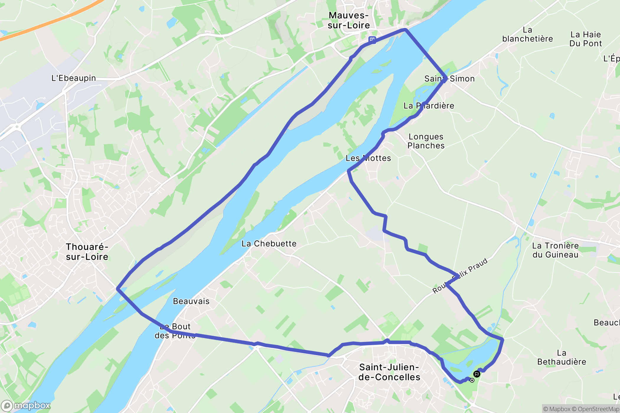 Saint-Julien-de-Concelles : carte du parcours de randonnée - France