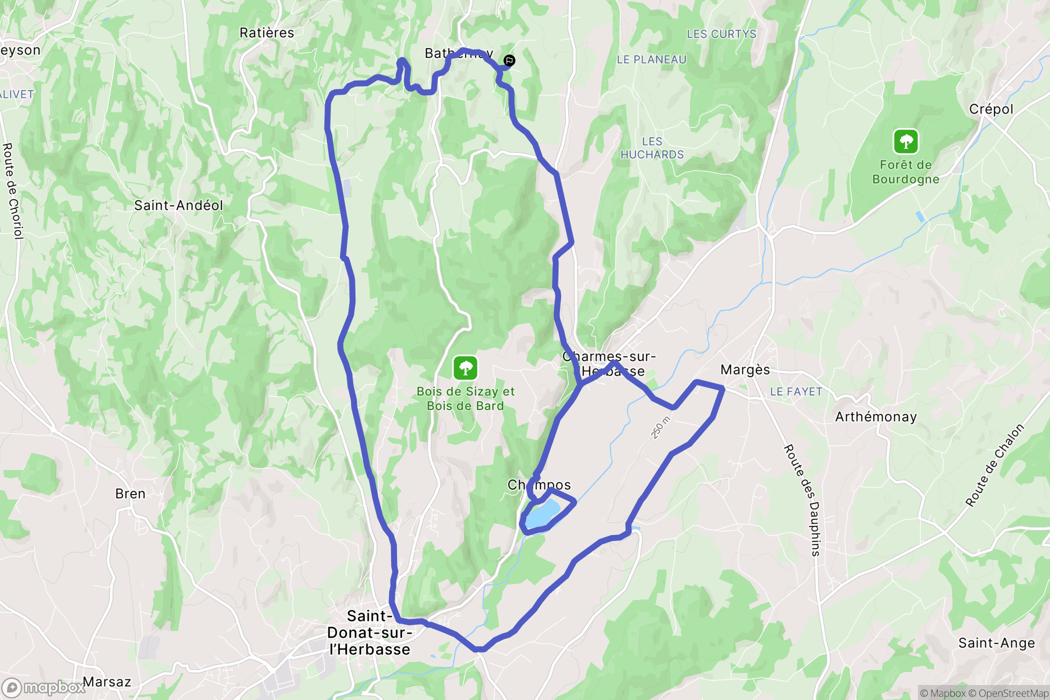 Bathernay : carte du parcours de randonnée - France