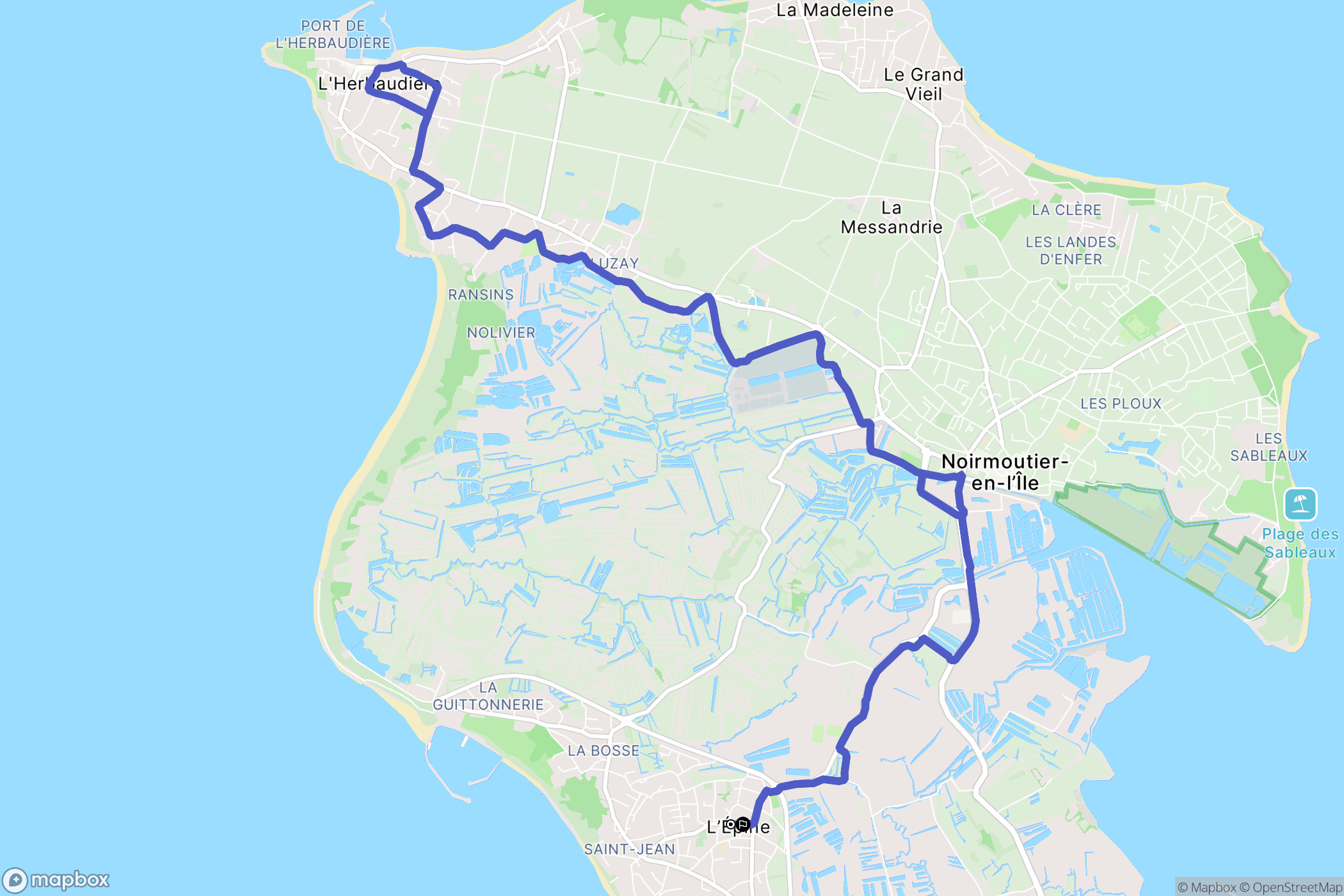 L'Épine : carte du parcours de randonnée - France