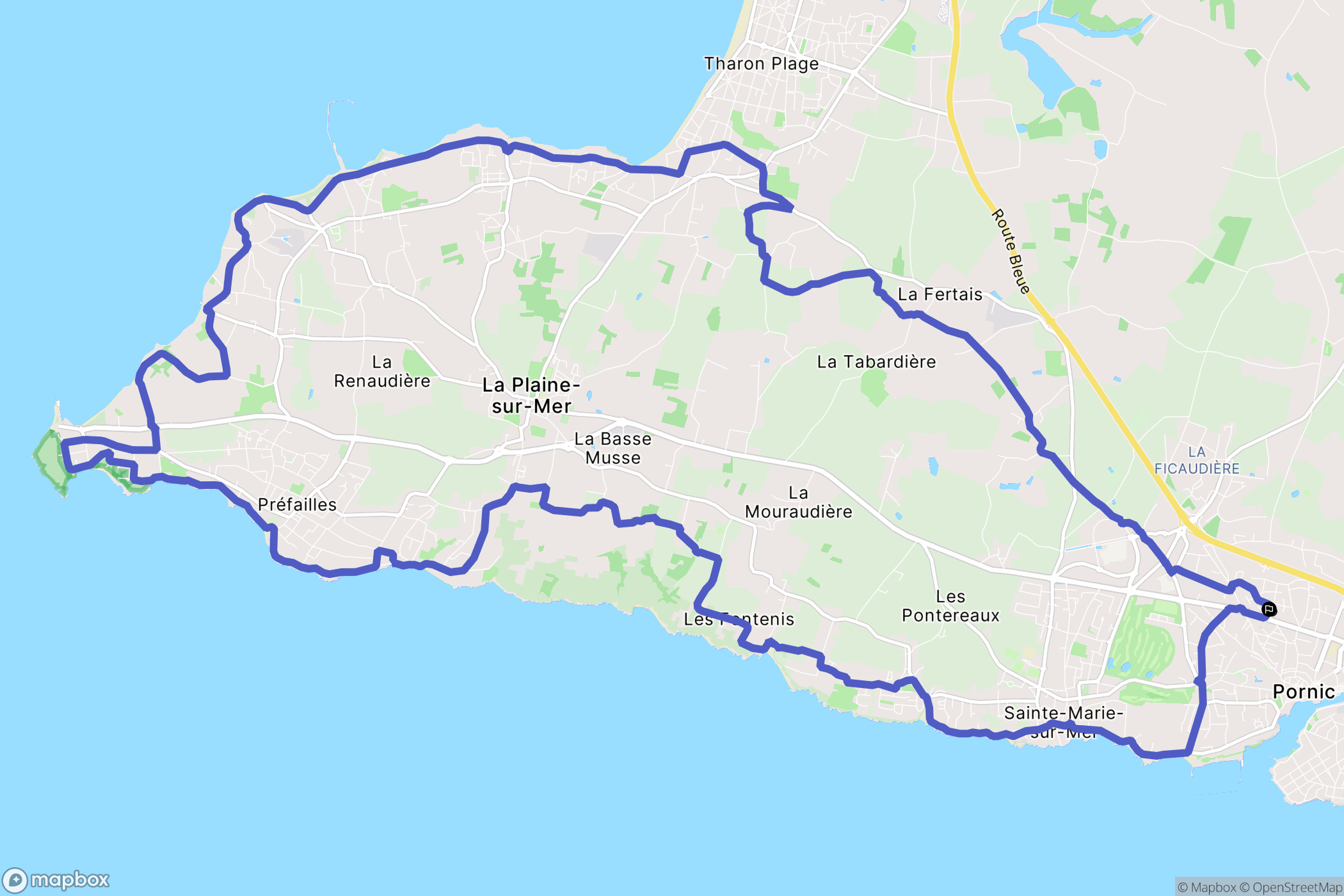 Pornic : carte du parcours de randonnée - France
