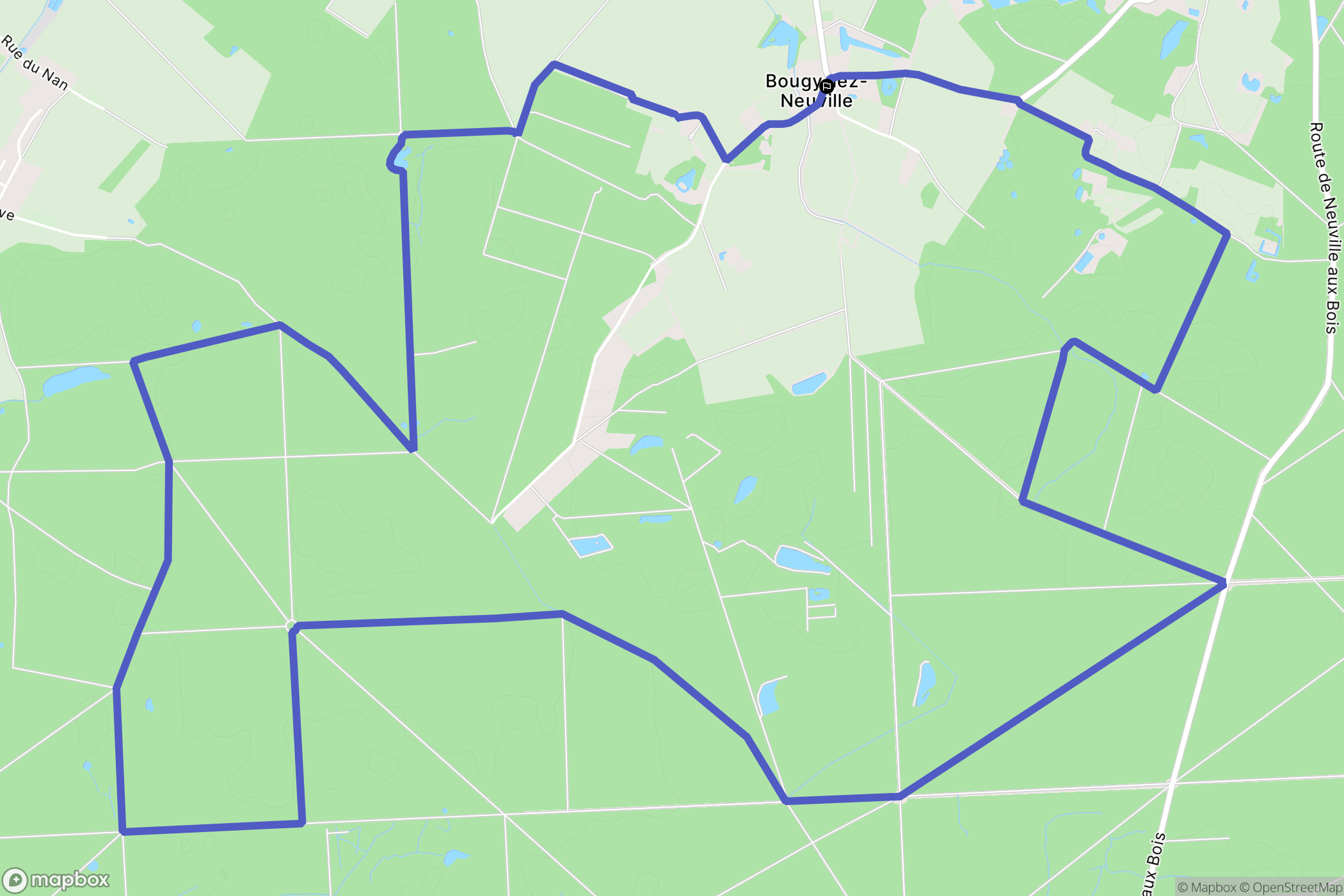 Bougy-lez-Neuville : carte du parcours de randonnée - France