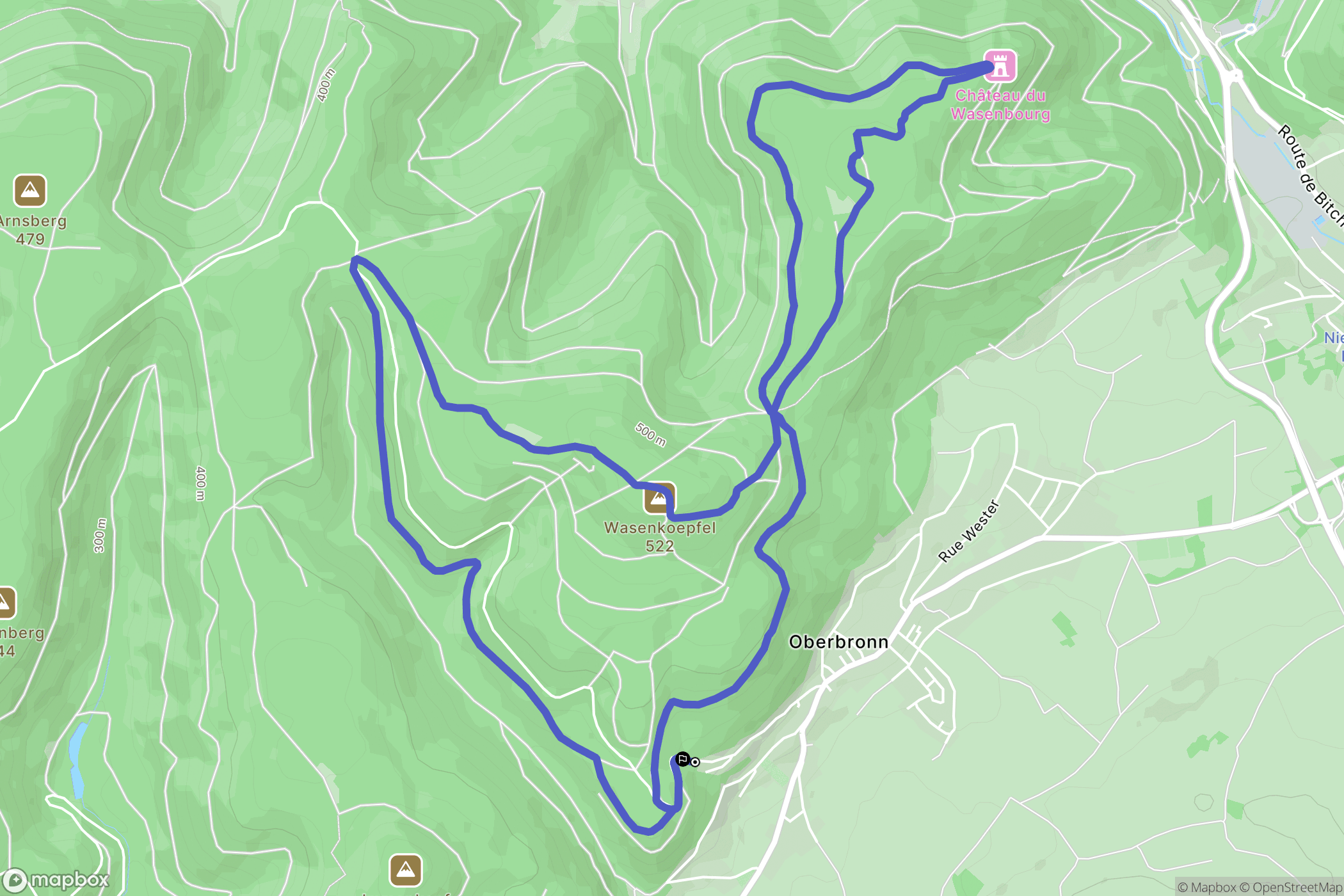 Oberbronn : carte du parcours de randonnée - France
