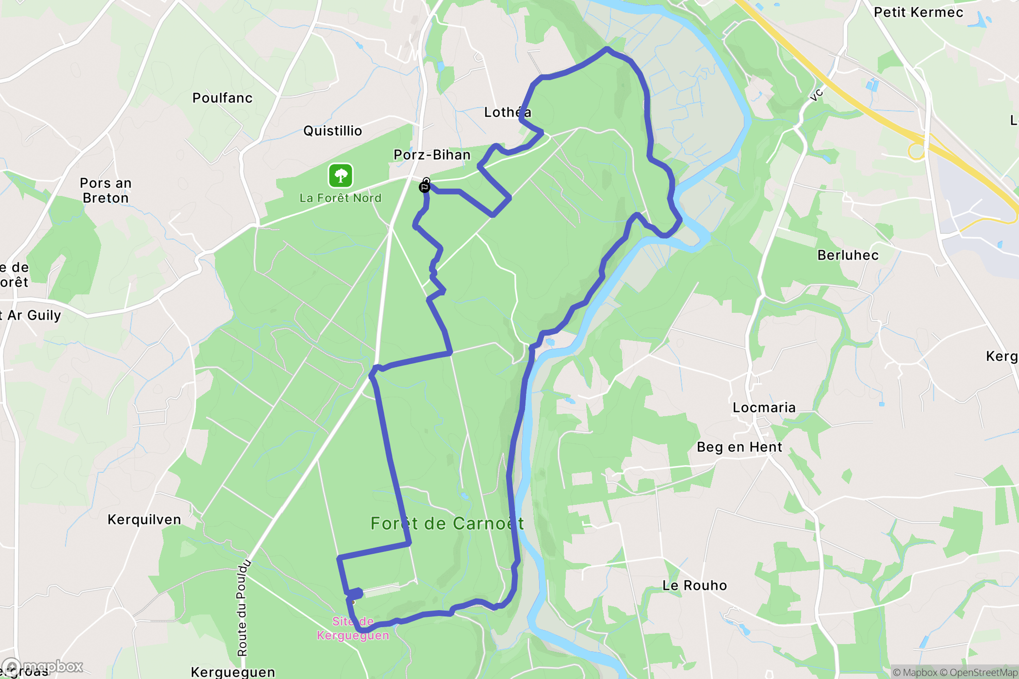 Quimperlé : carte du parcours de randonnée - France
