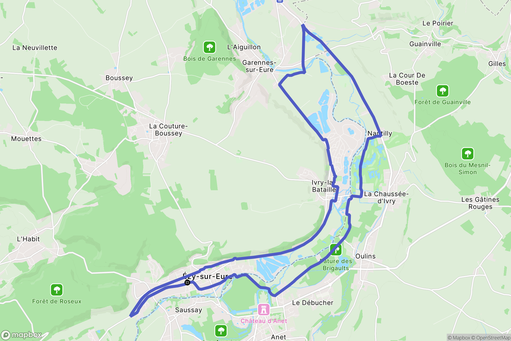 Ézy-sur-Eure : carte du parcours de randonnée - France