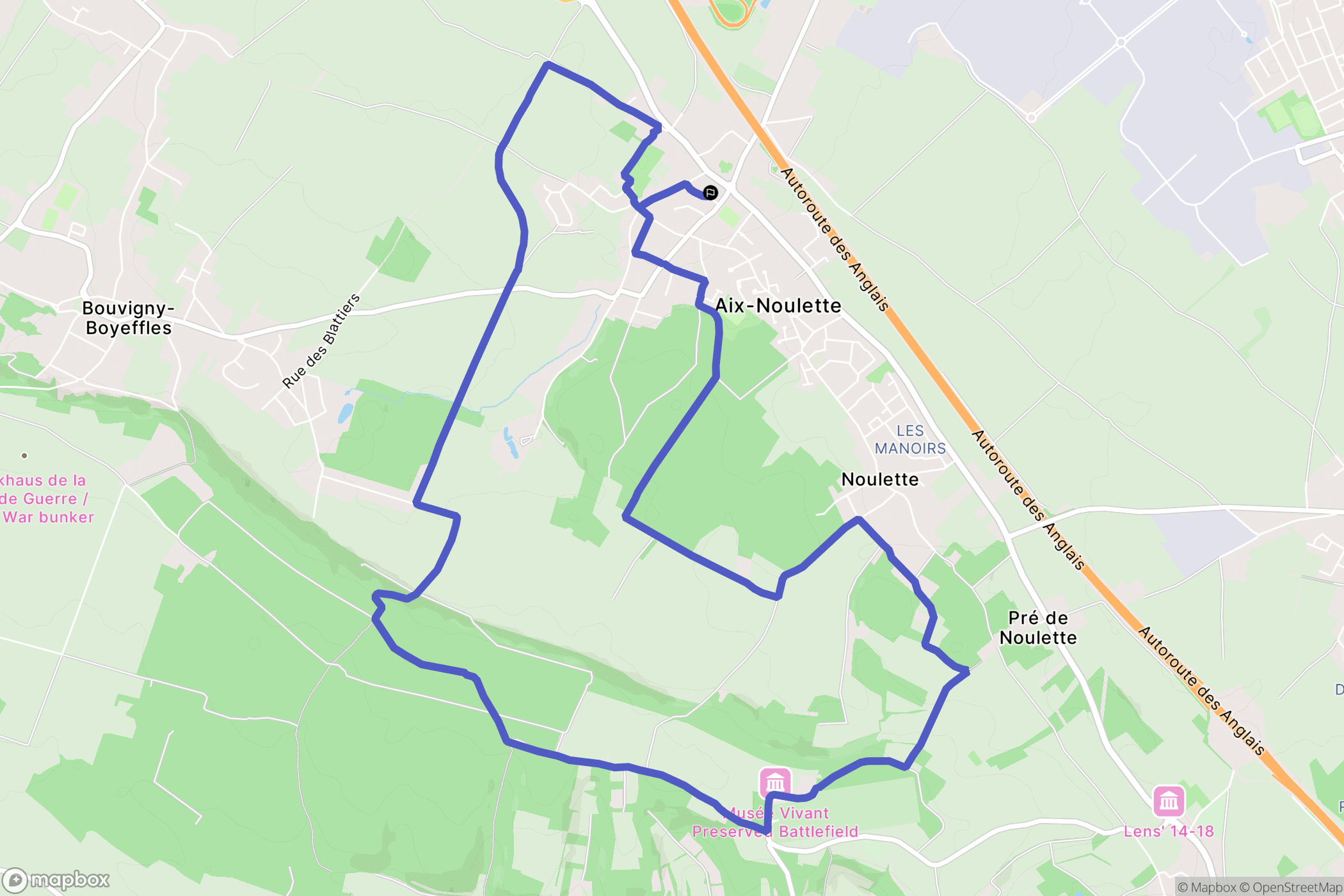 Aix-Noulette : carte du parcours de randonnée - France
