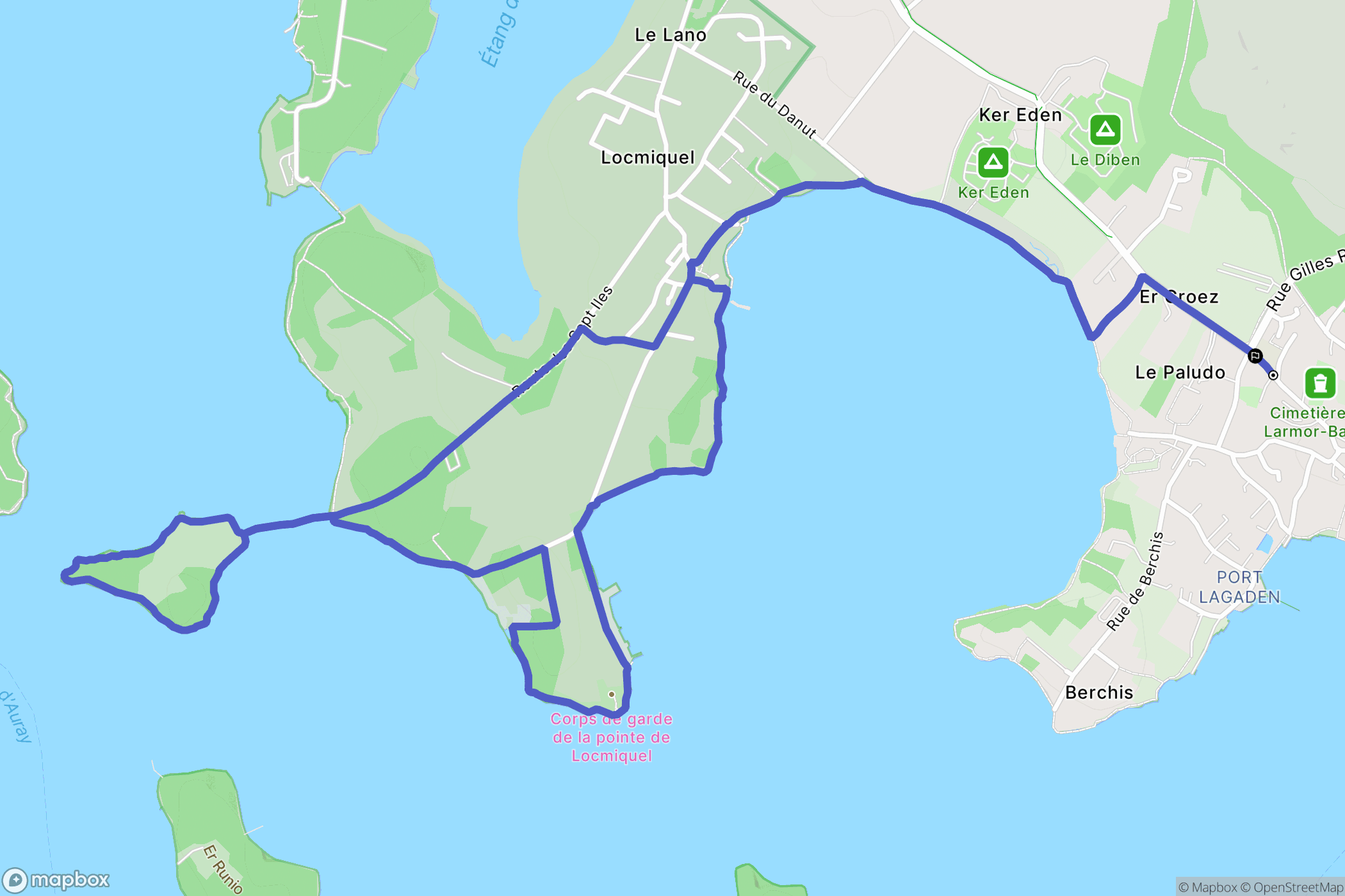 Larmor-Baden : carte du parcours de randonnée - France