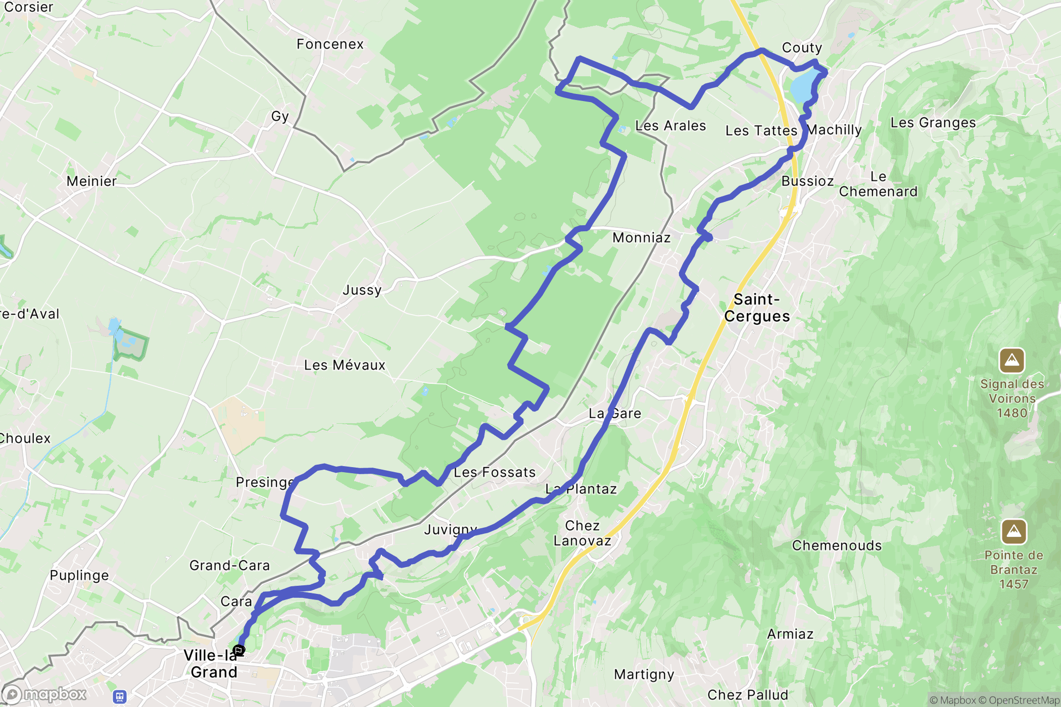 Ville-la-Grand : carte du parcours de randonnée - France