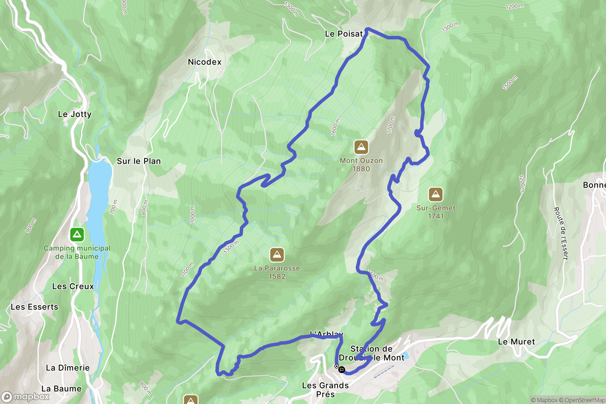 Le Biot : carte du parcours de randonnée - France
