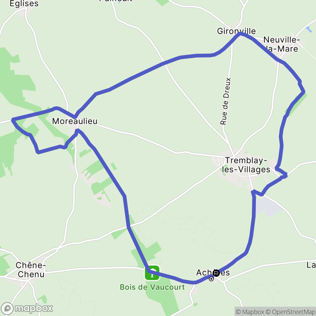 Tremblay-les-Villages : carte du parcours de randonnée - France