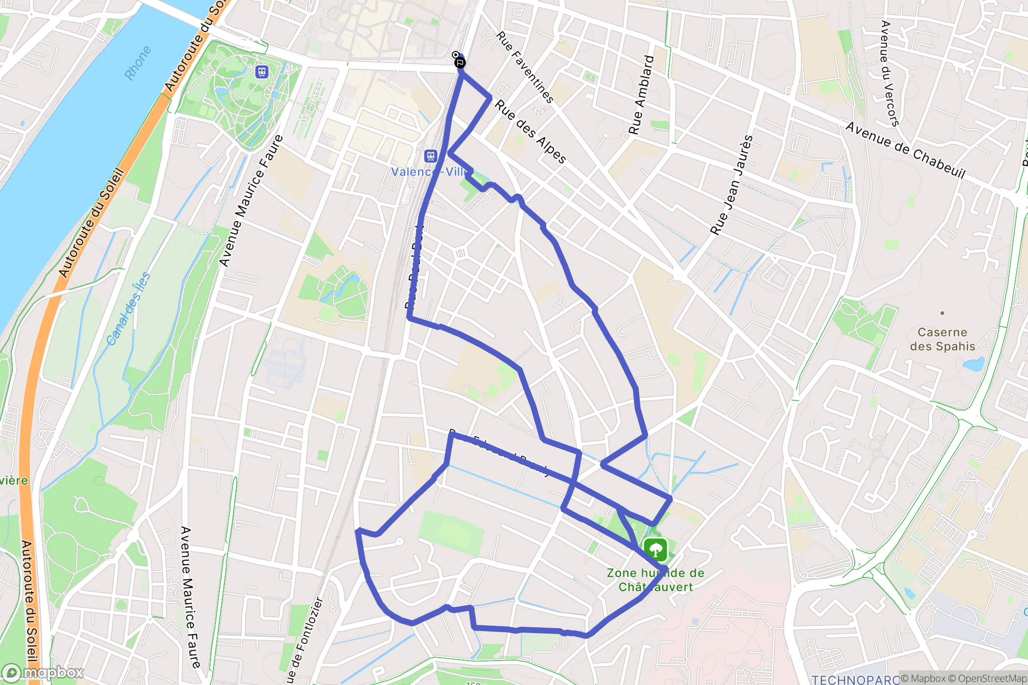 Valence : carte du parcours de randonnée - France