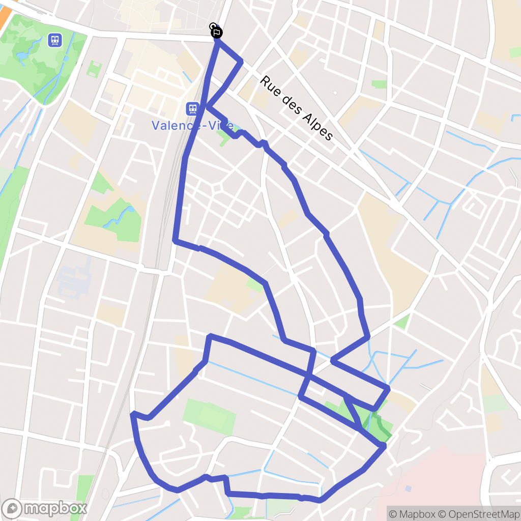 Valence : carte du parcours de randonnée - France