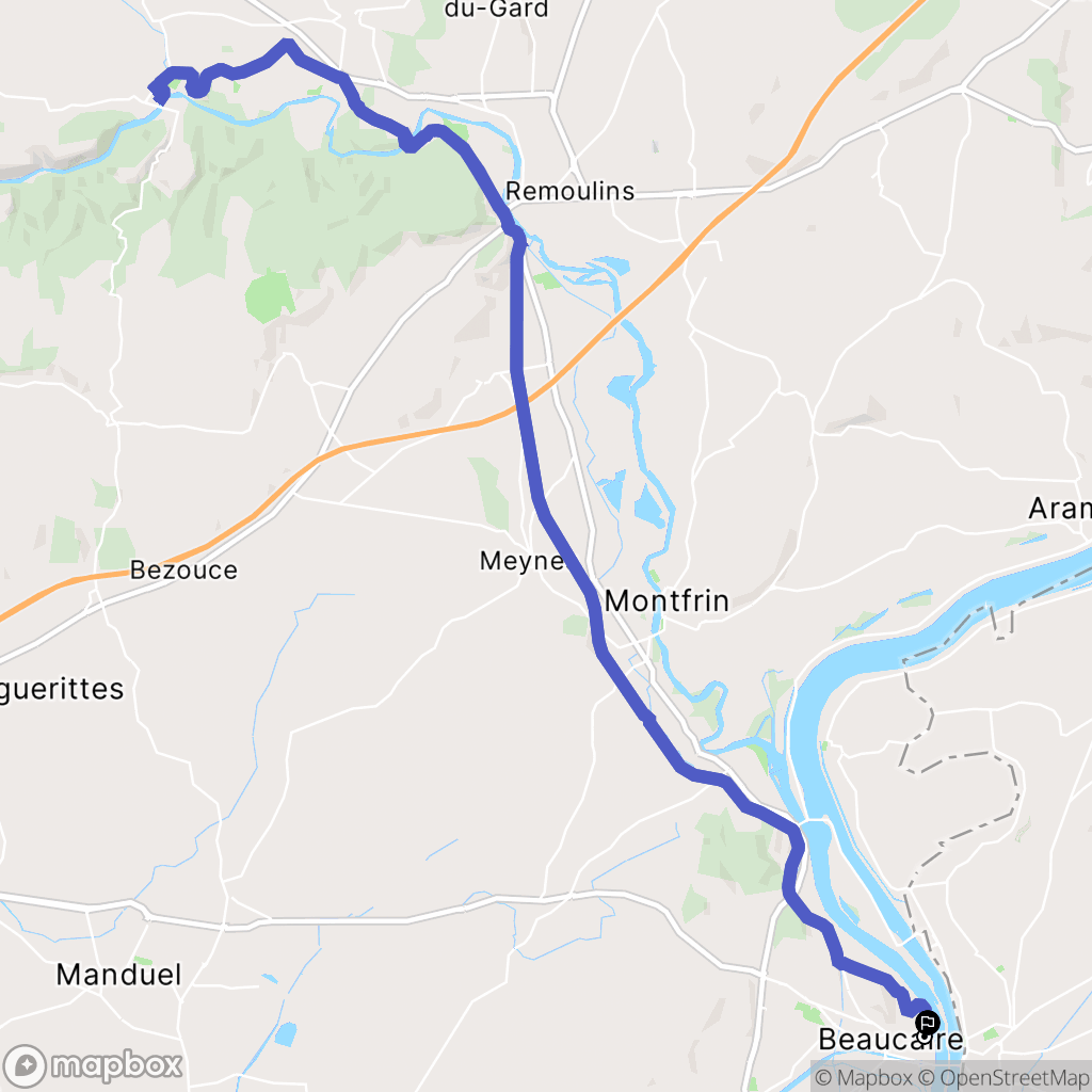 Beaucaire : carte du parcours de randonnée - France