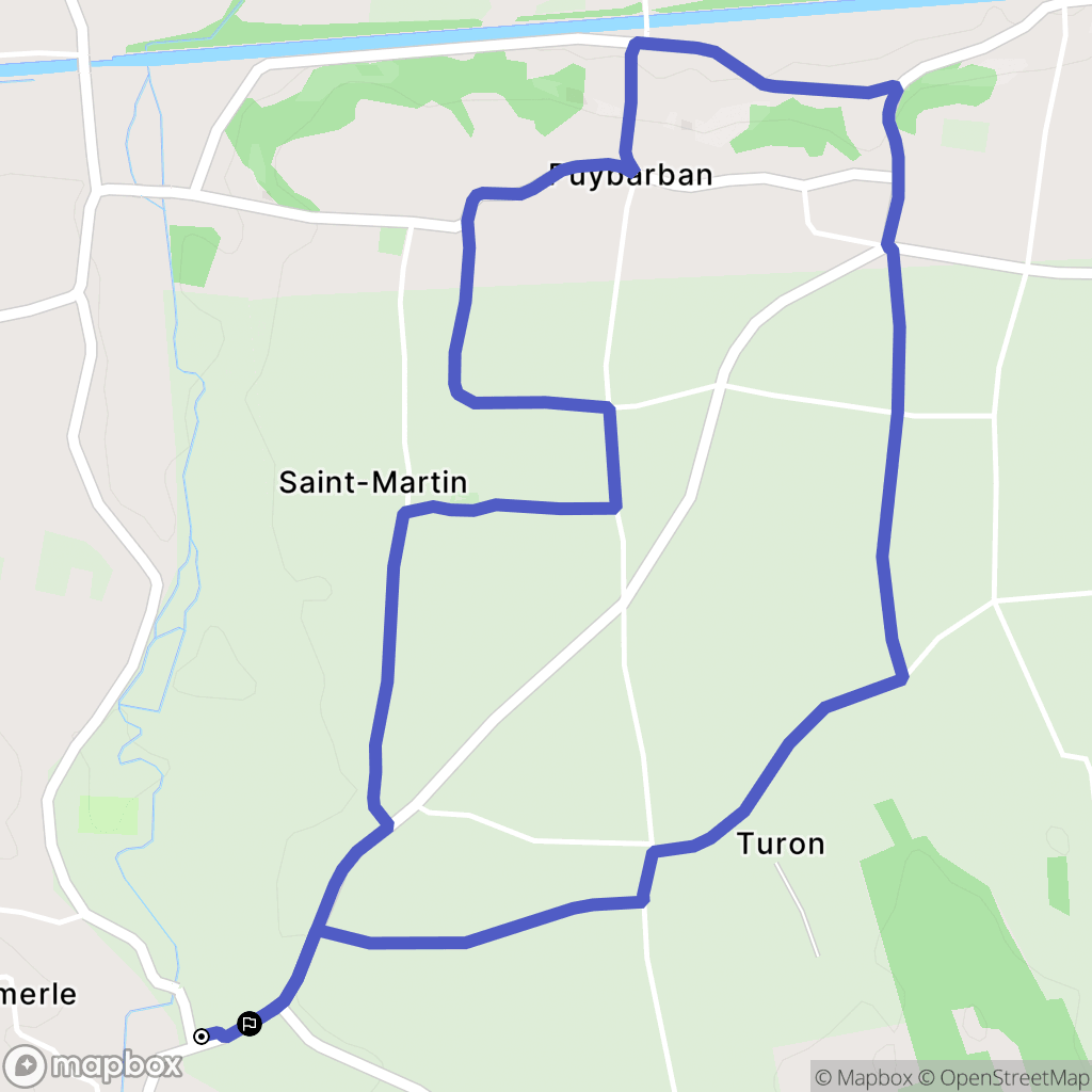 Pondaurat : carte du parcours de randonnée - France