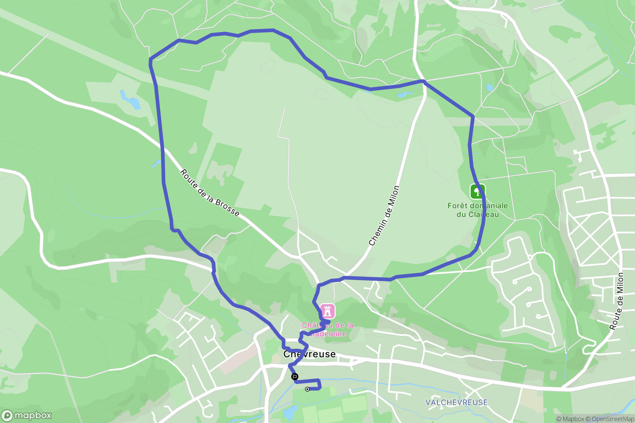 Chevreuse : carte du parcours de randonnée - France