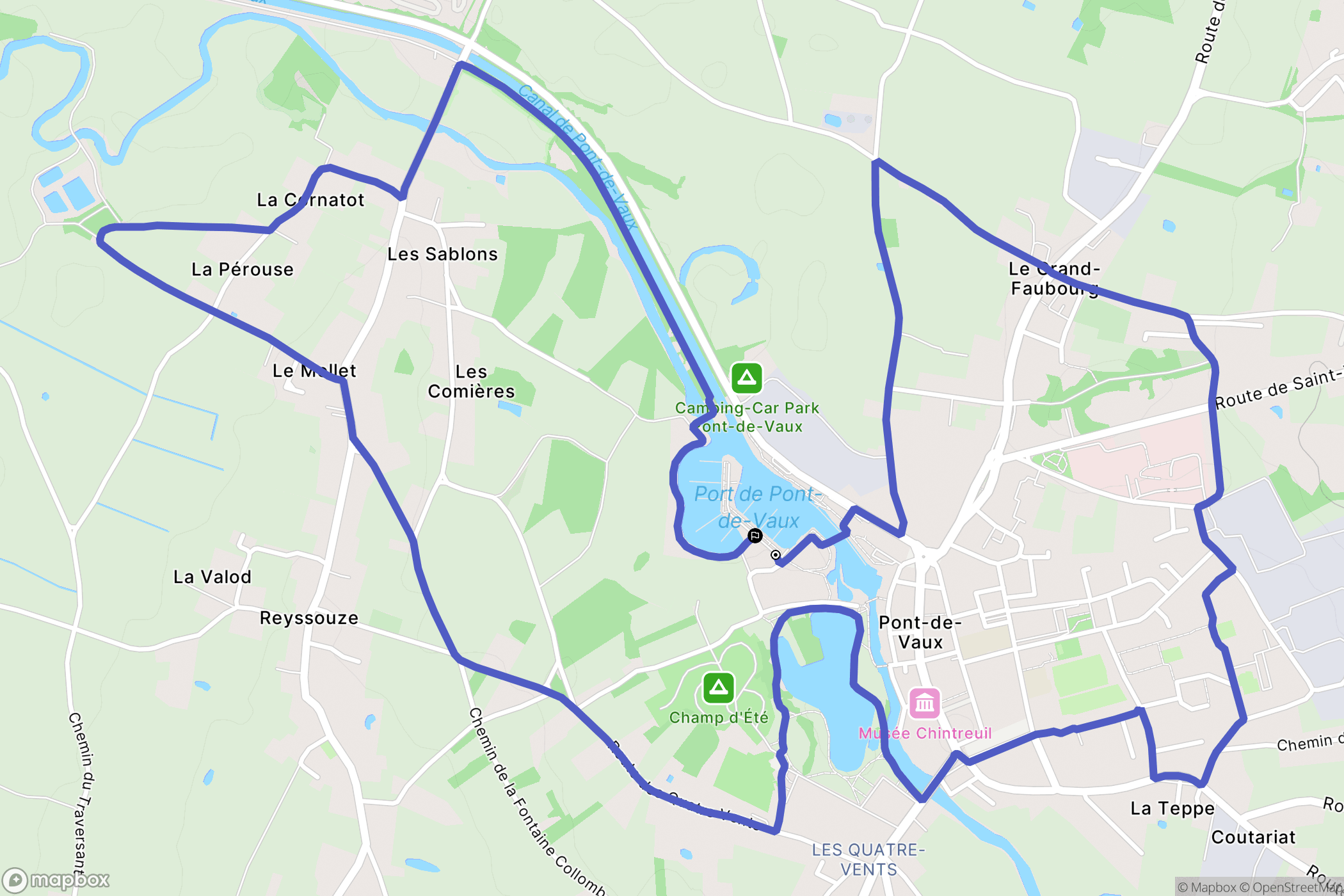 Reyssouze : carte du parcours de randonnée - France