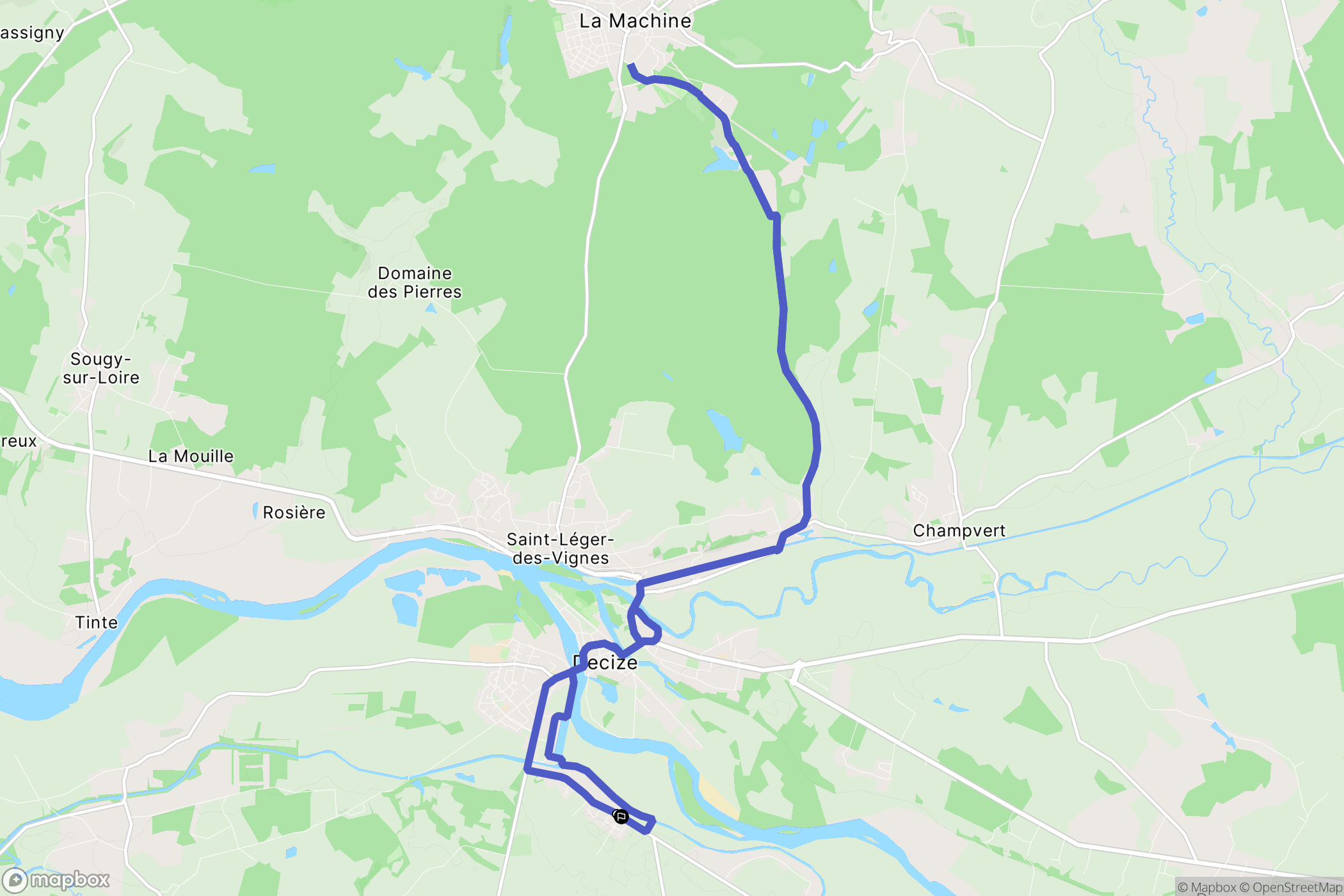 Decize : carte du parcours de randonnée - France
