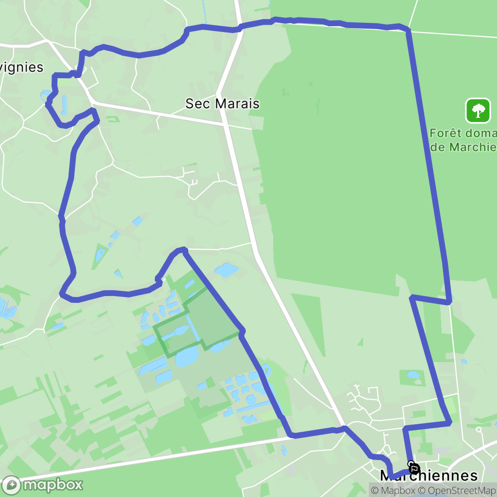 Marchiennes : carte du parcours de randonnée - France