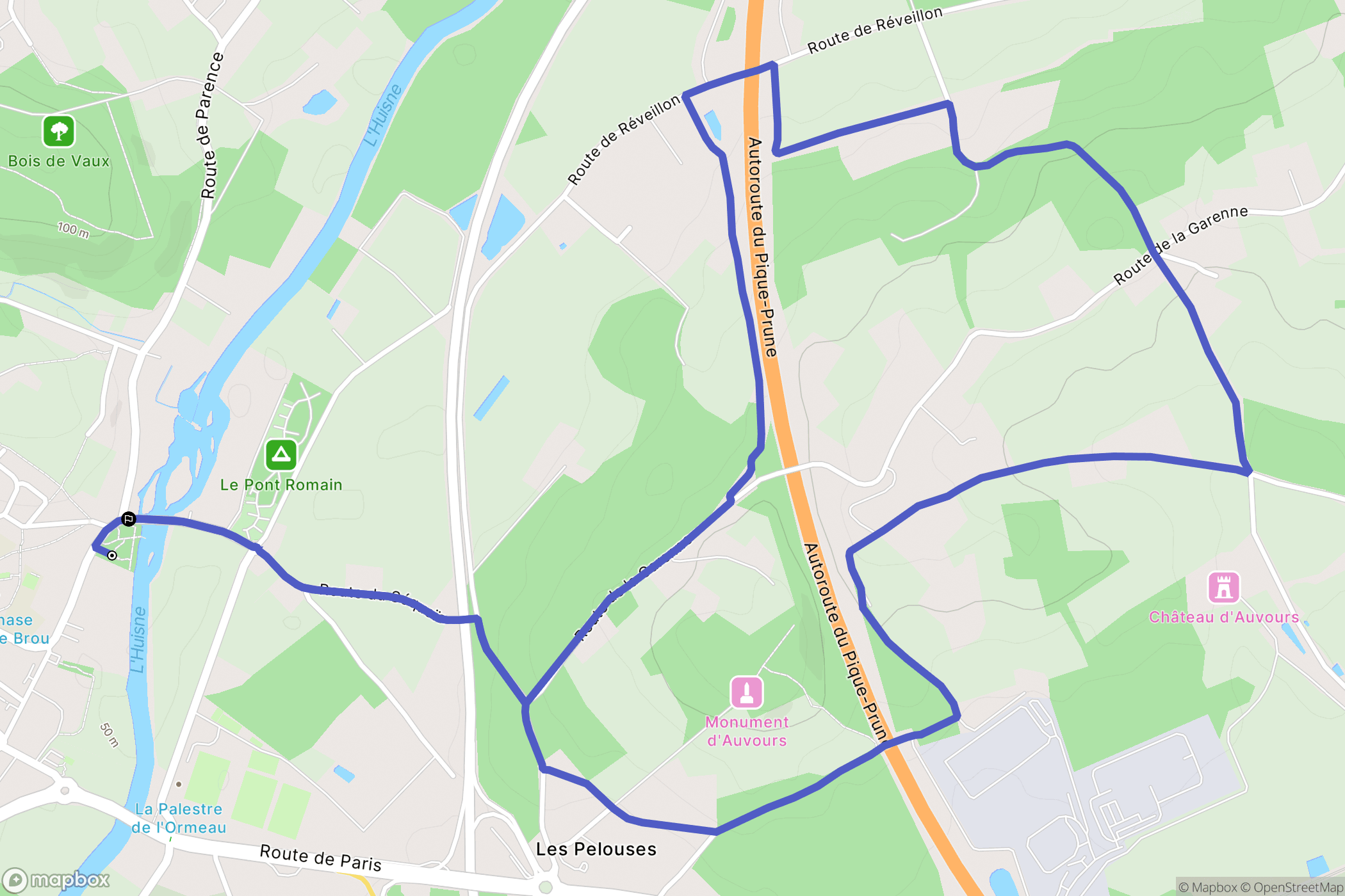 Yvré-l'Évêque : carte du parcours de randonnée - France