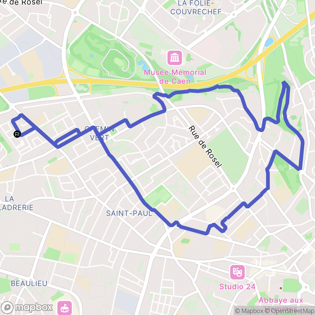 Caen : carte du parcours de randonnée - France