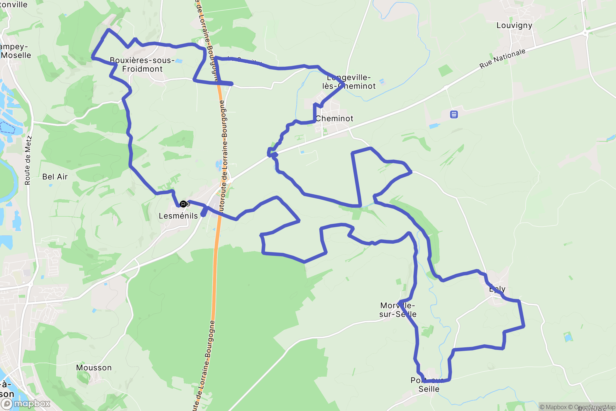Lesménils : carte du parcours de randonnée - France