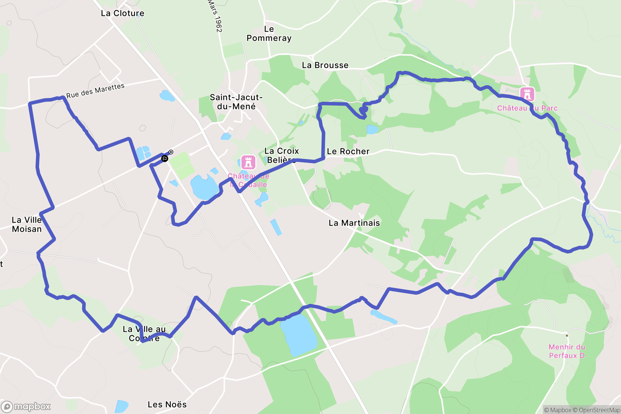 Le Mené : carte du parcours de randonnée - France