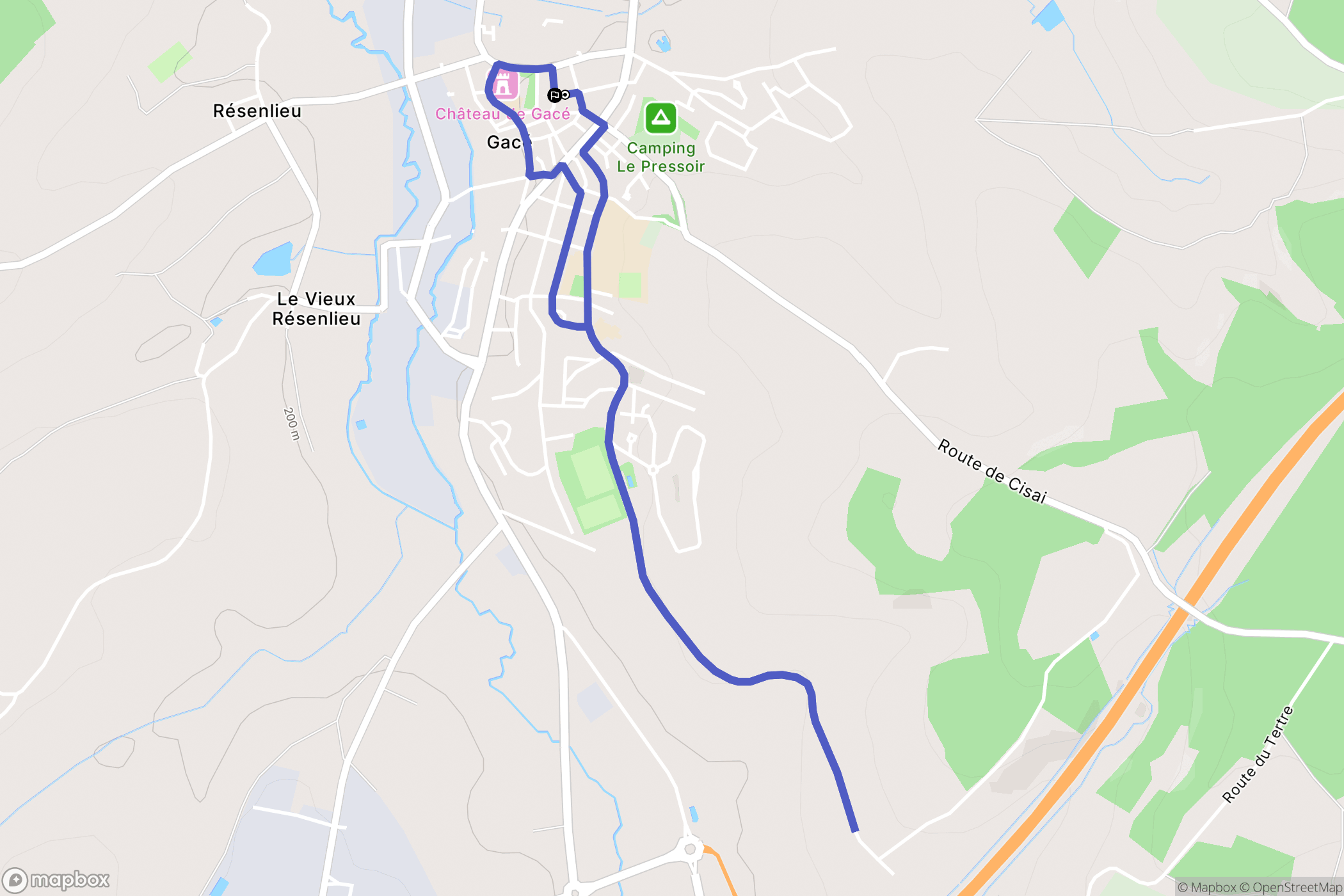 Gacé : carte du parcours de randonnée - France