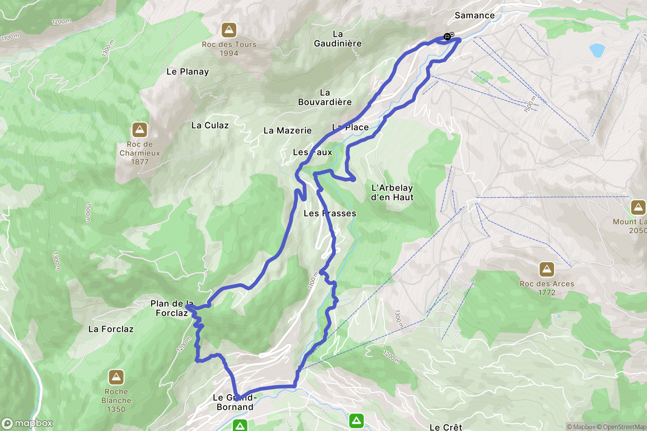 Le Grand-Bornand : carte du parcours de randonnée - France