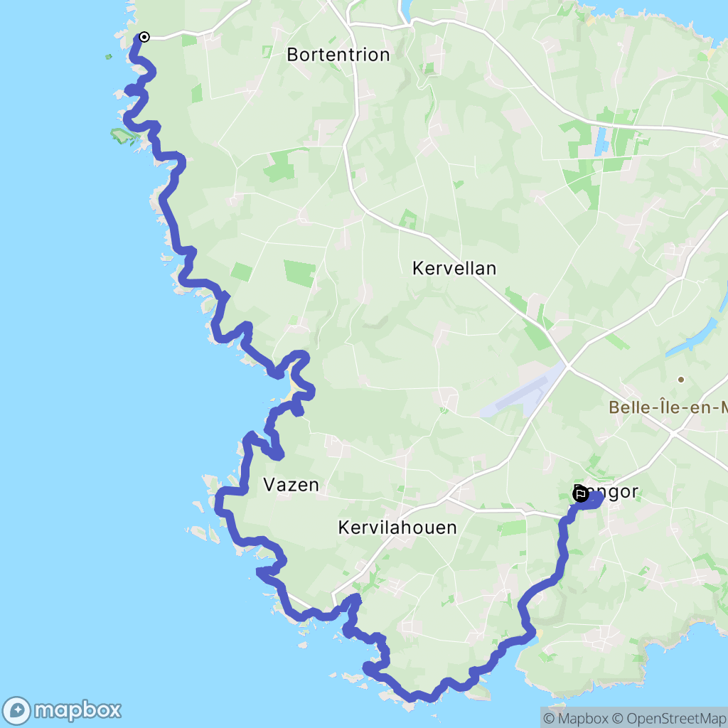 Sauzon : carte du parcours de randonnée - France