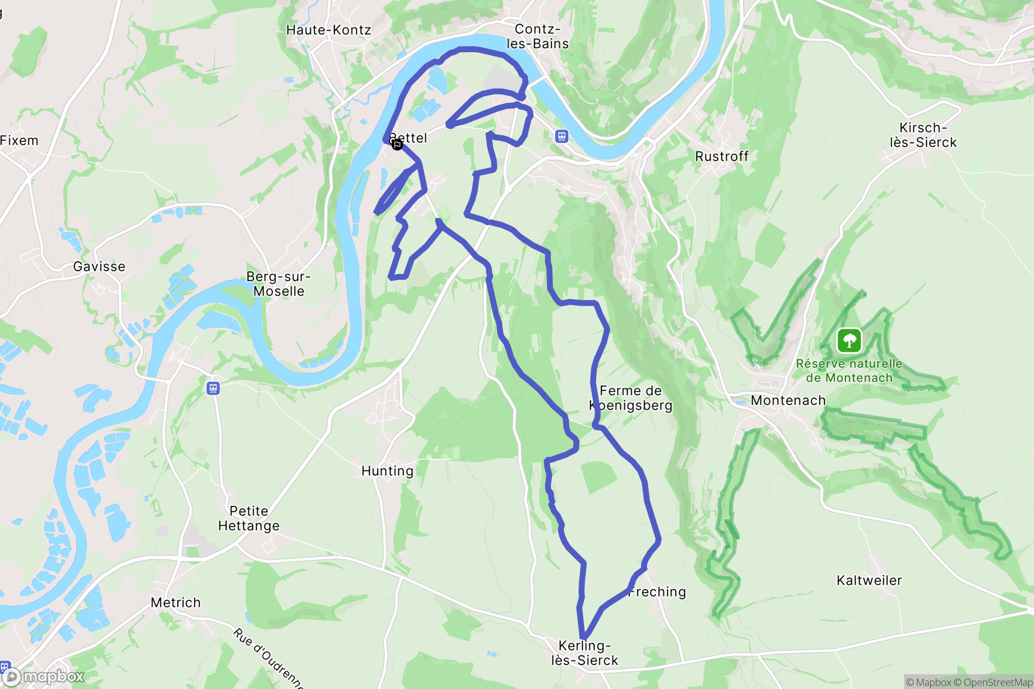 Rettel : carte du parcours de randonnée - France