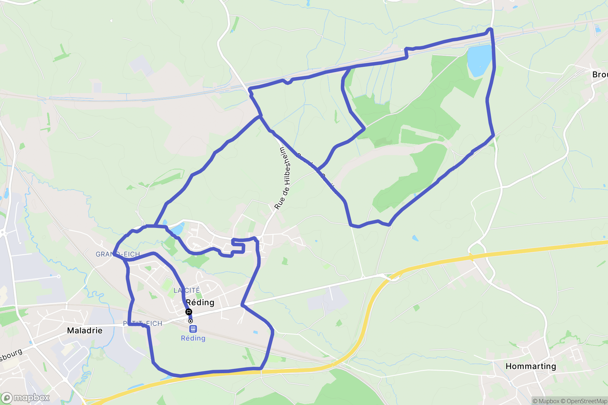 Réding : carte du parcours de randonnée - France