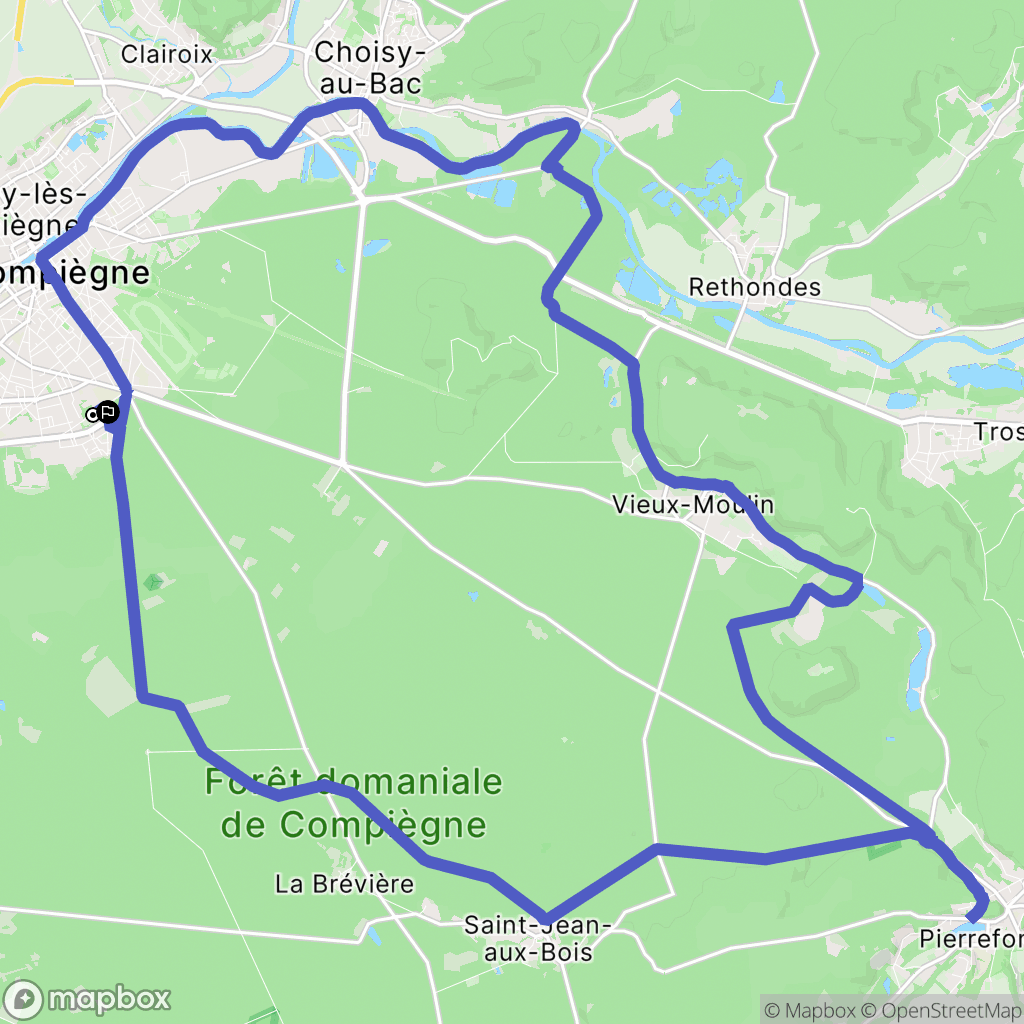 Compiègne : carte du parcours de randonnée - France