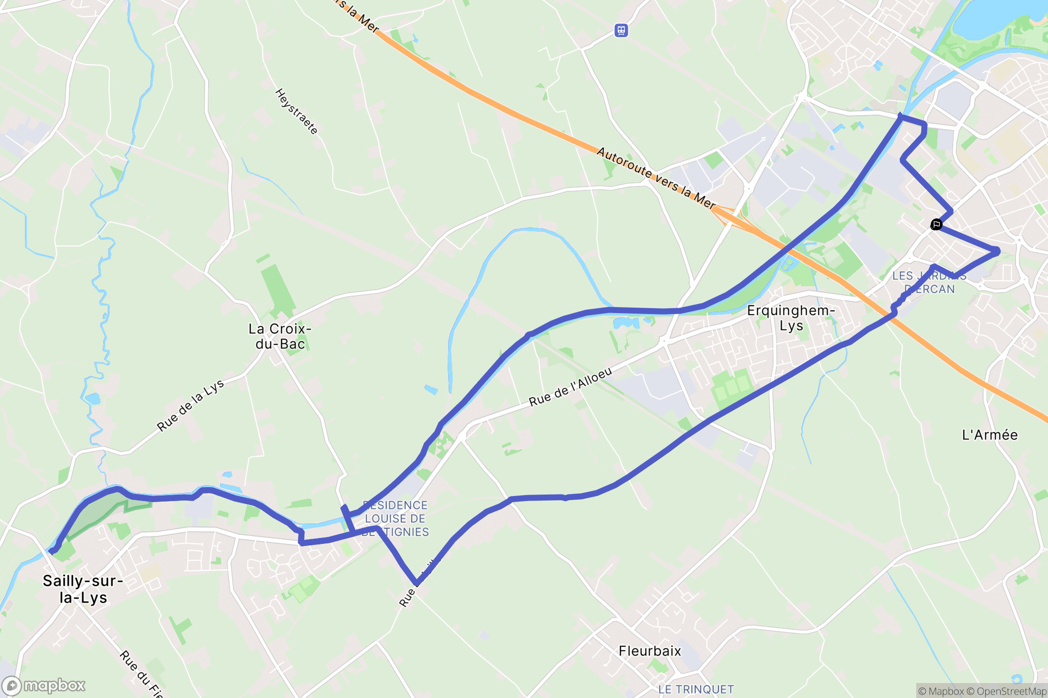 Erquinghem-Lys : carte du parcours de randonnée - France