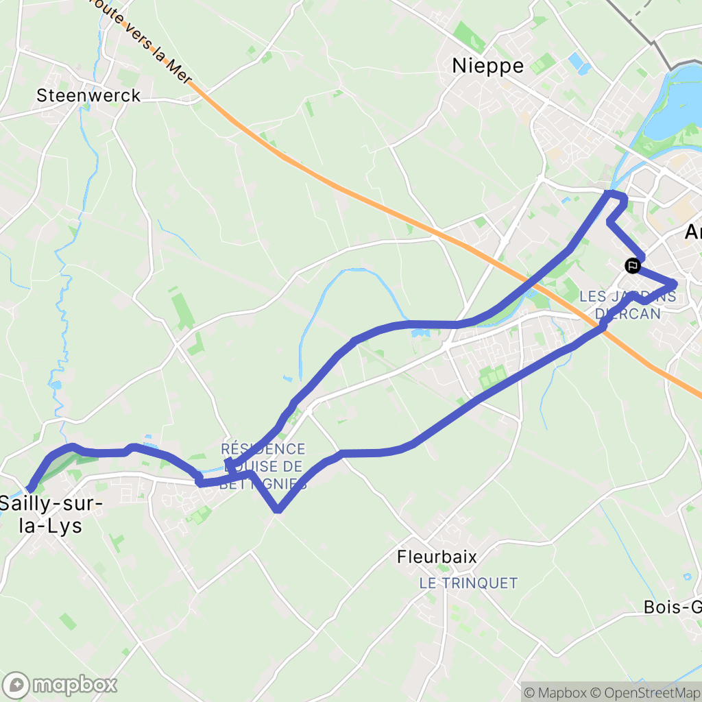 Erquinghem-Lys : carte du parcours de randonnée - France