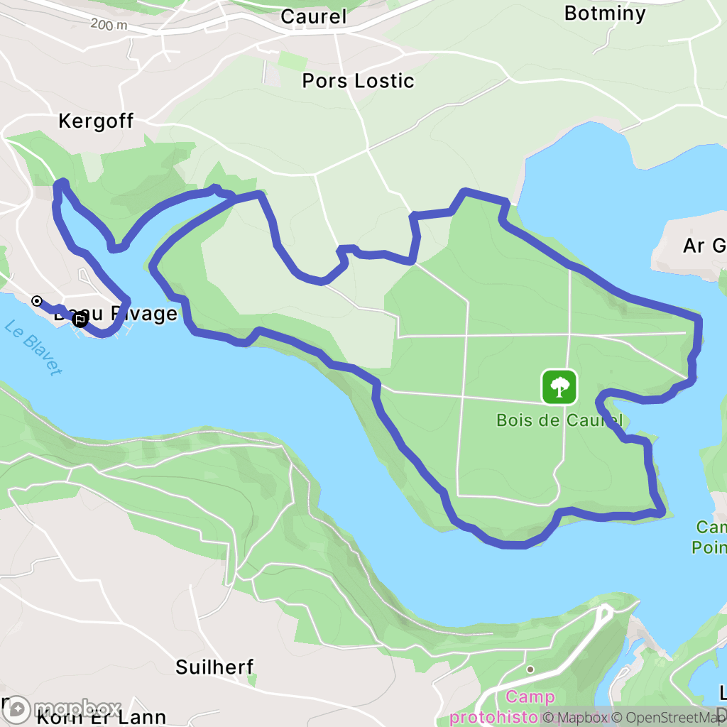 Caurel : carte du parcours de randonnée - France