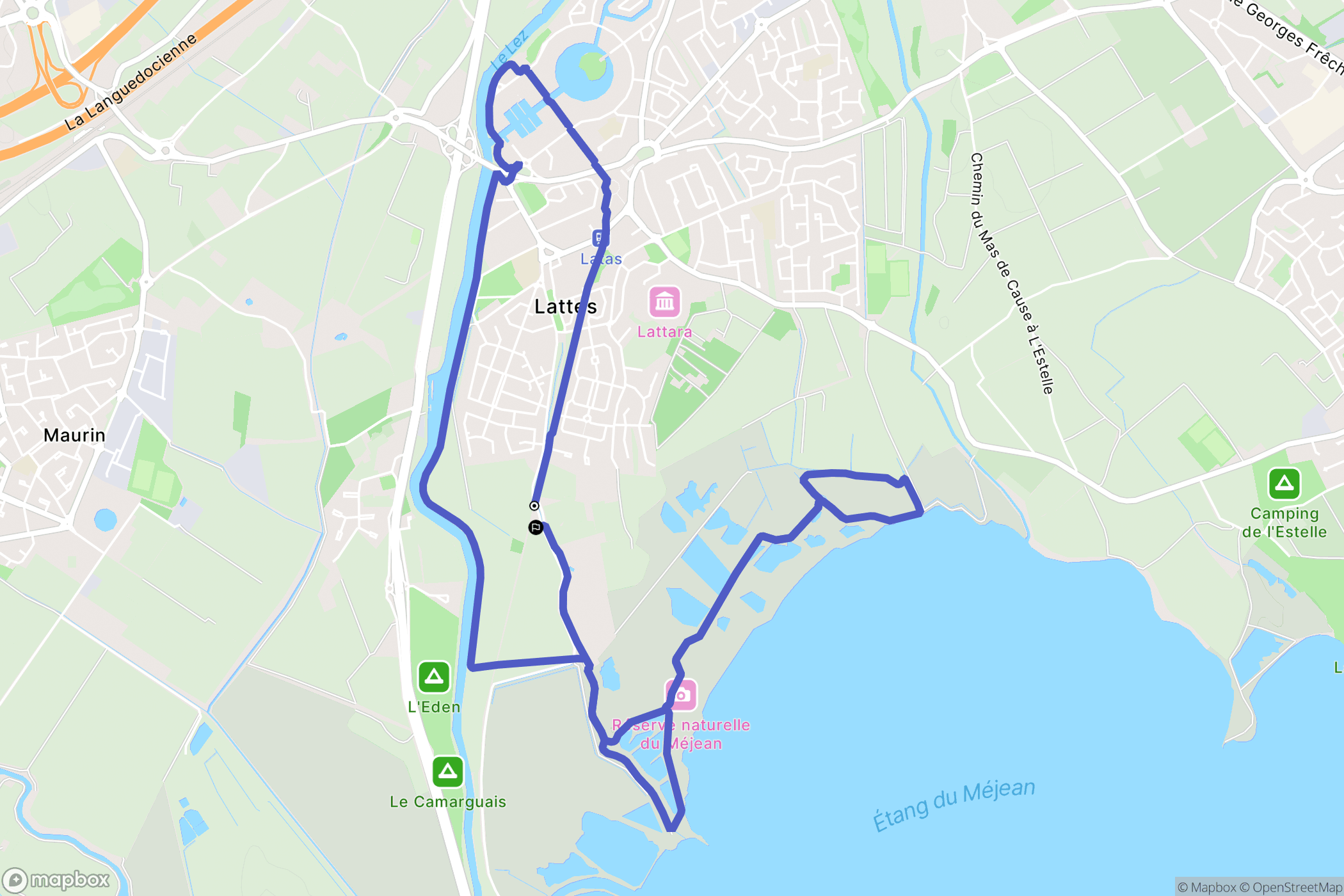 Lattes : carte du parcours de randonnée - France