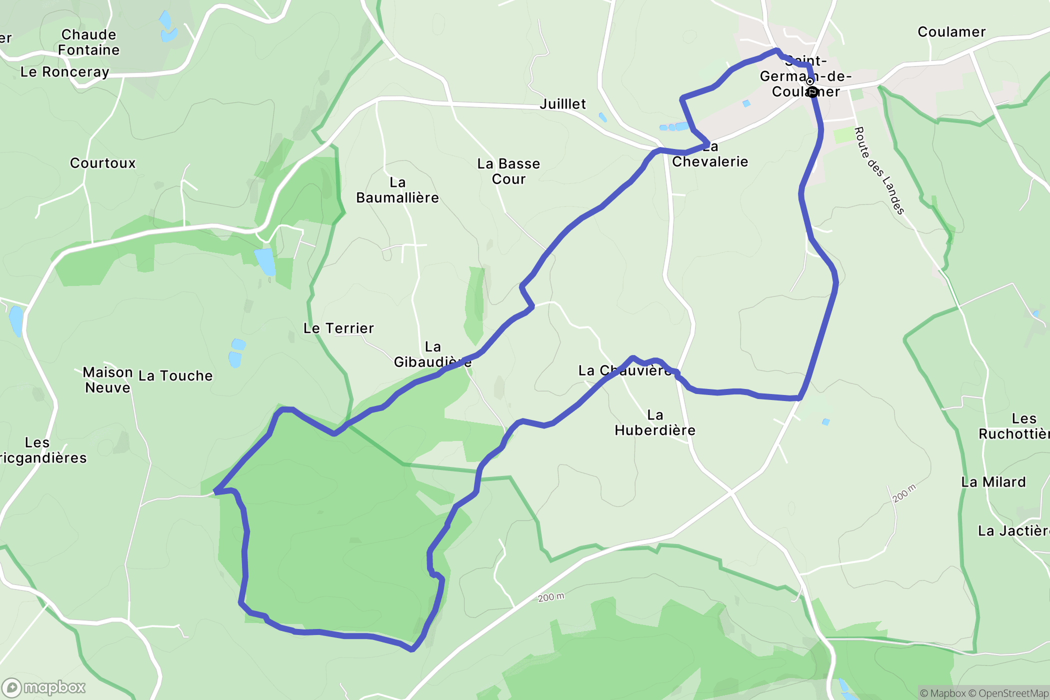 Saint-Germain-de-Coulamer : carte du parcours de randonnée - France