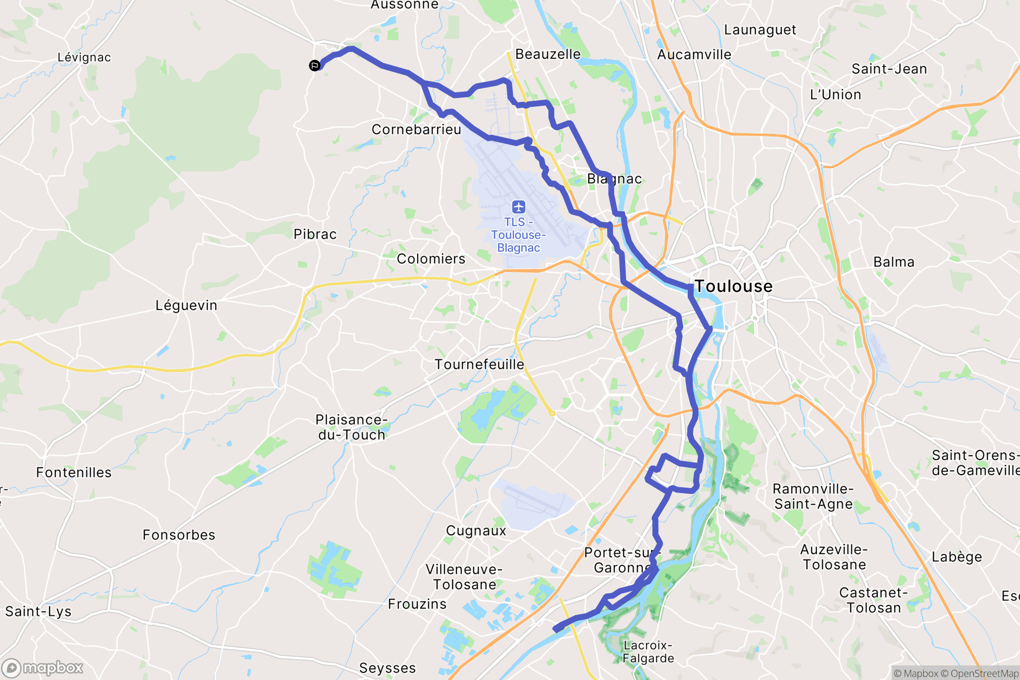 Mondonville : carte du parcours de randonnée - France