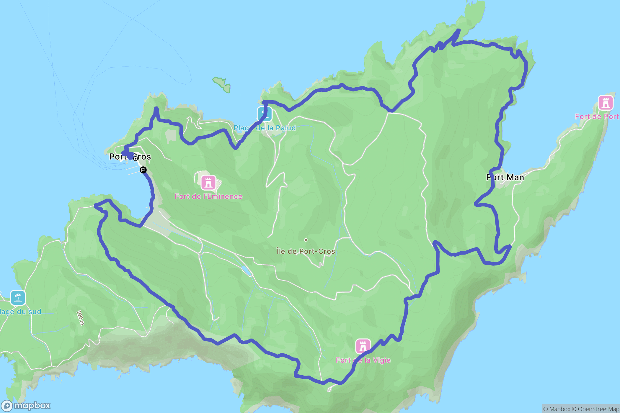 Hyères : carte du parcours de randonnée - France