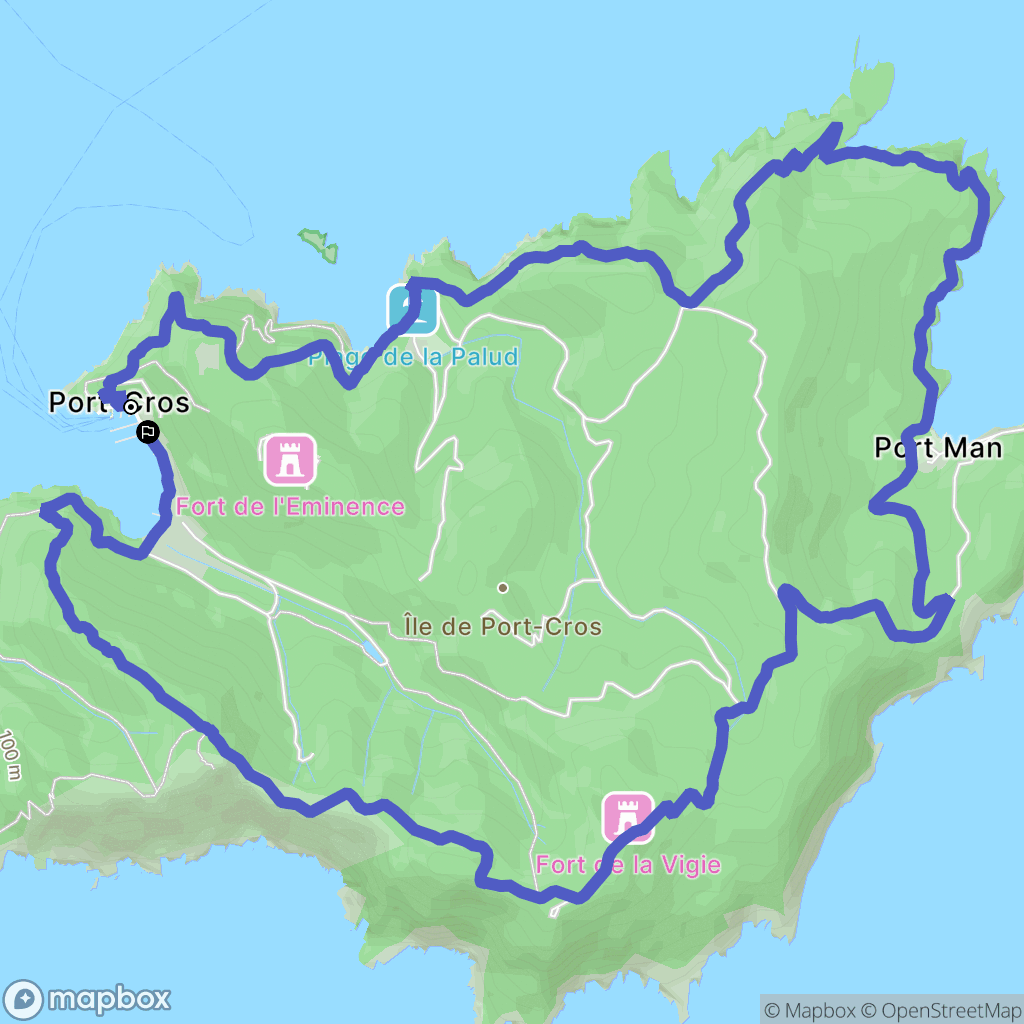 Hyères : carte du parcours de randonnée - France