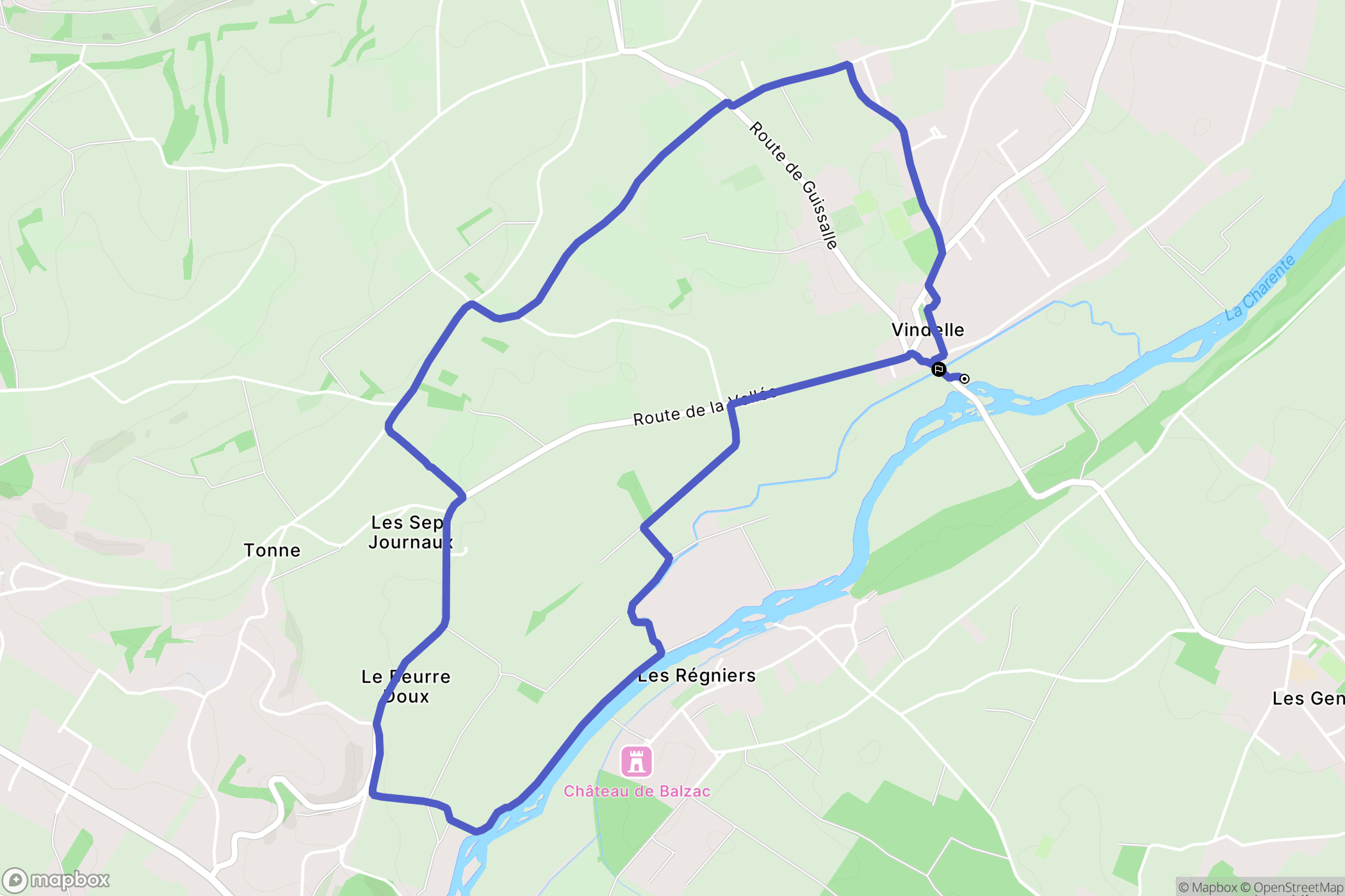 Vindelle : carte du parcours de randonnée - France