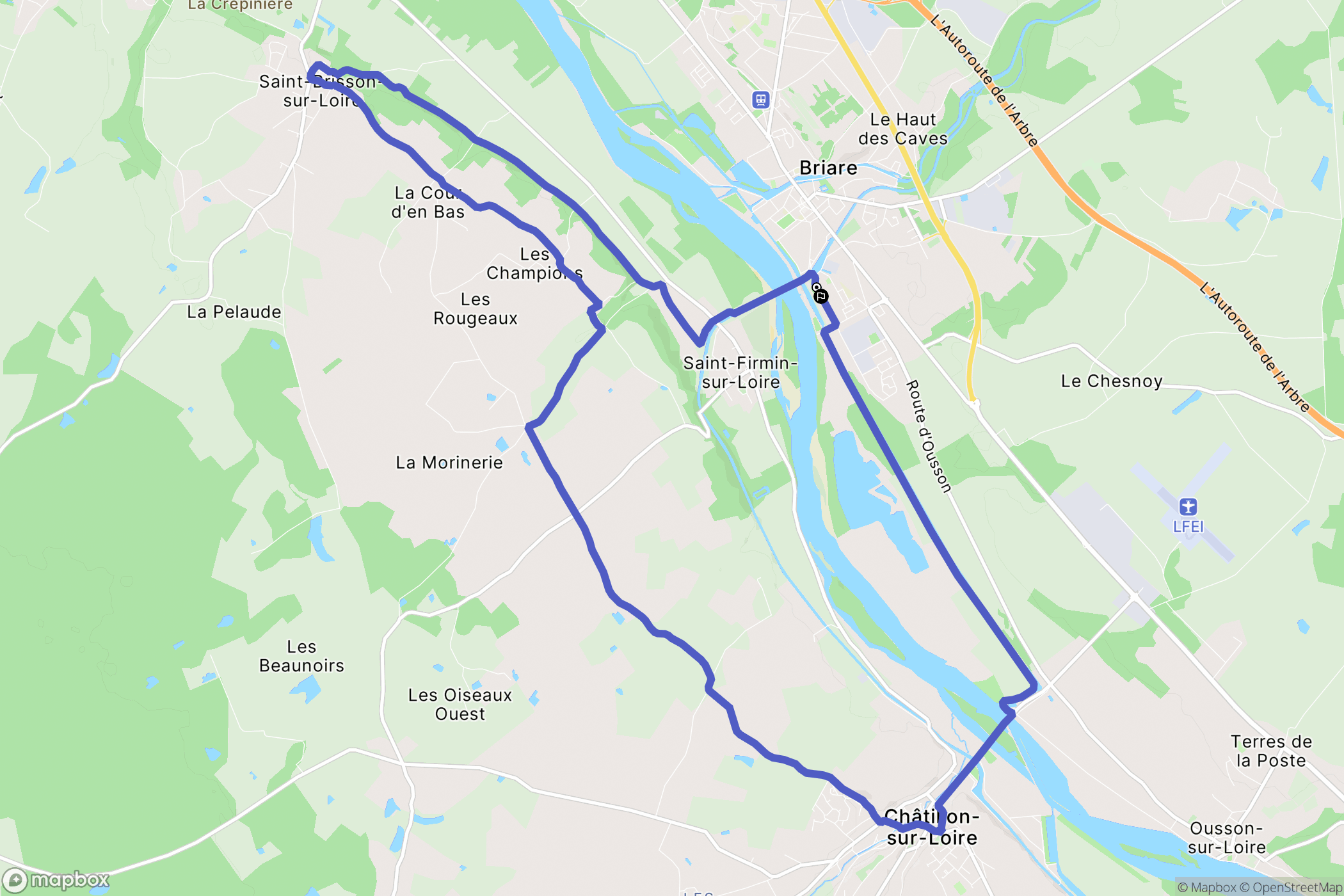 Briare : carte du parcours de randonnée - France