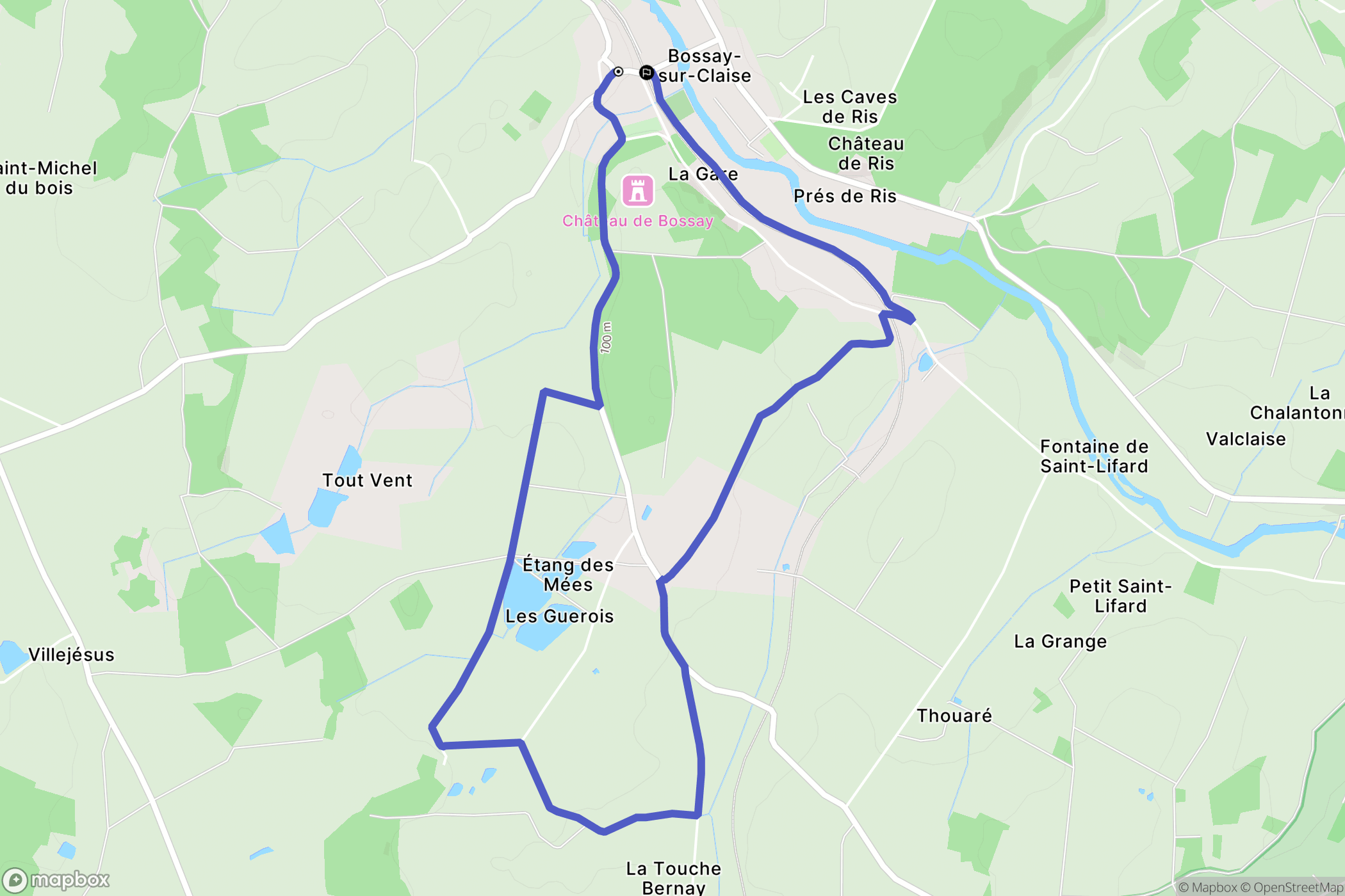 Bossay-sur-Claise : carte du parcours de randonnée - France