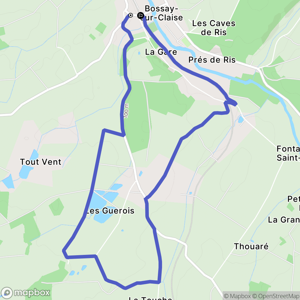 Bossay-sur-Claise : carte du parcours de randonnée - France