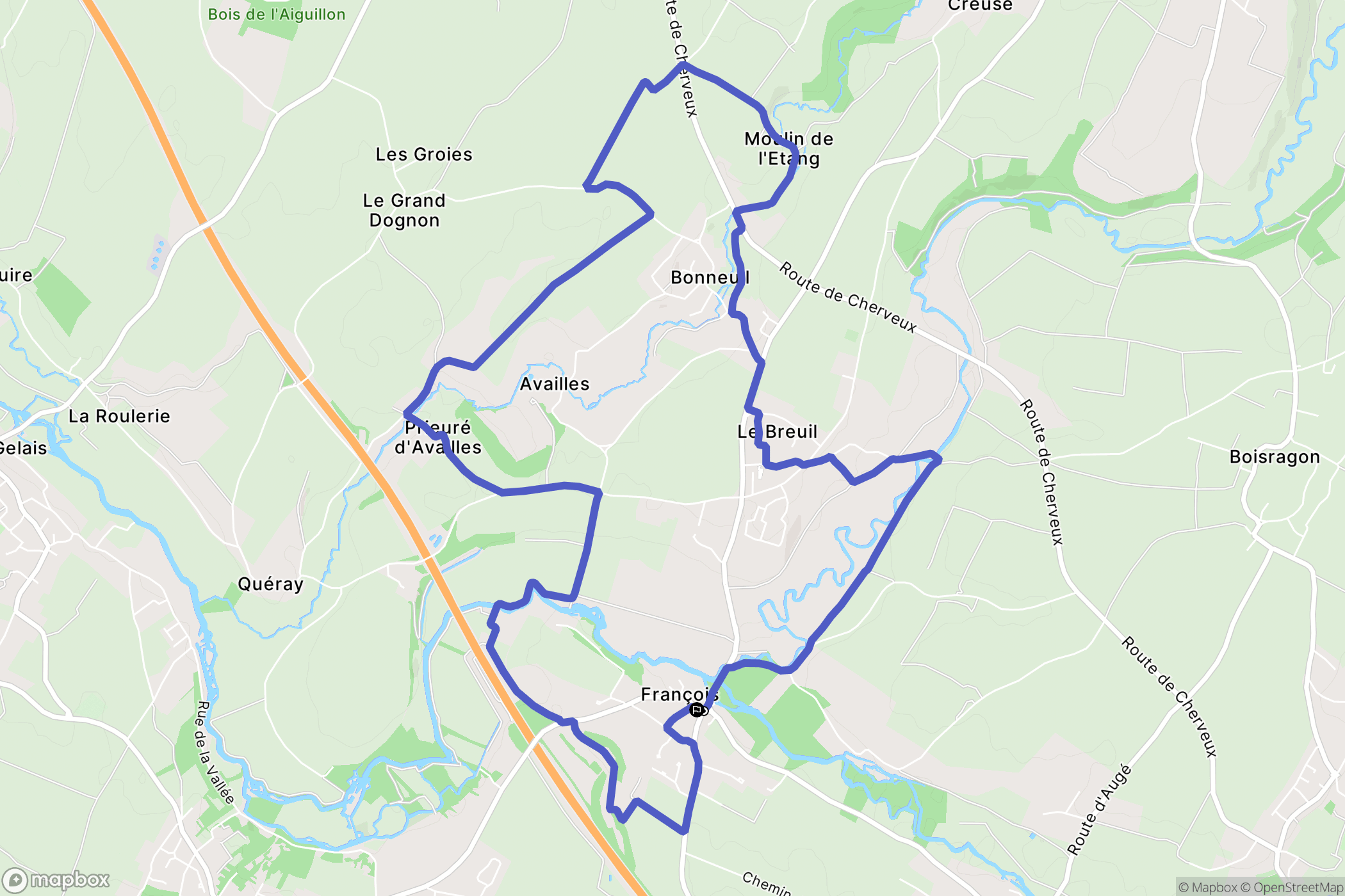 François : carte du parcours de randonnée - France