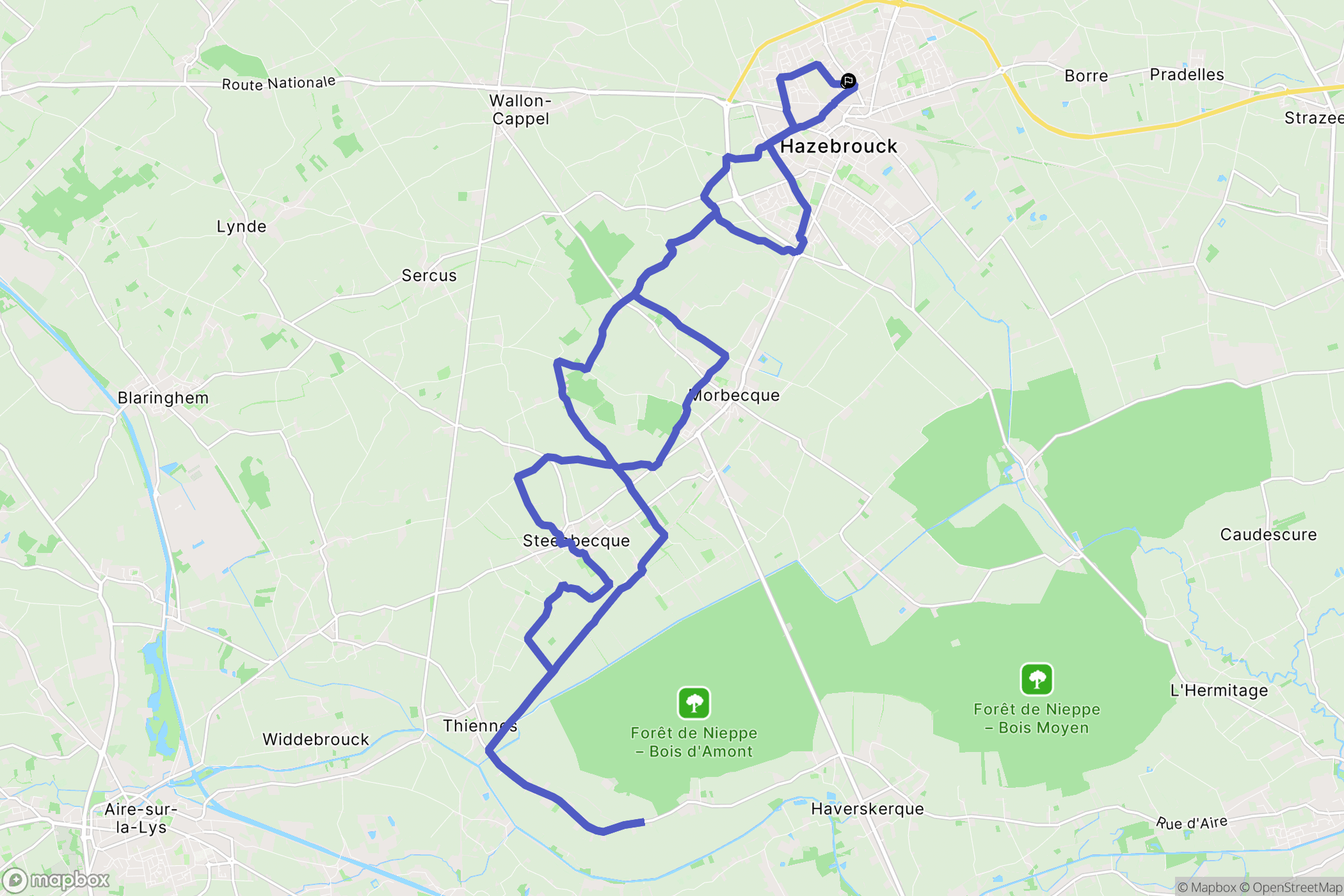 Hazebrouck : carte du parcours de randonnée - France