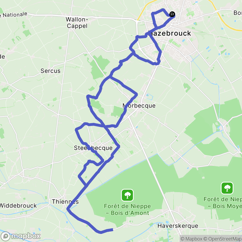 Hazebrouck : carte du parcours de randonnée - France