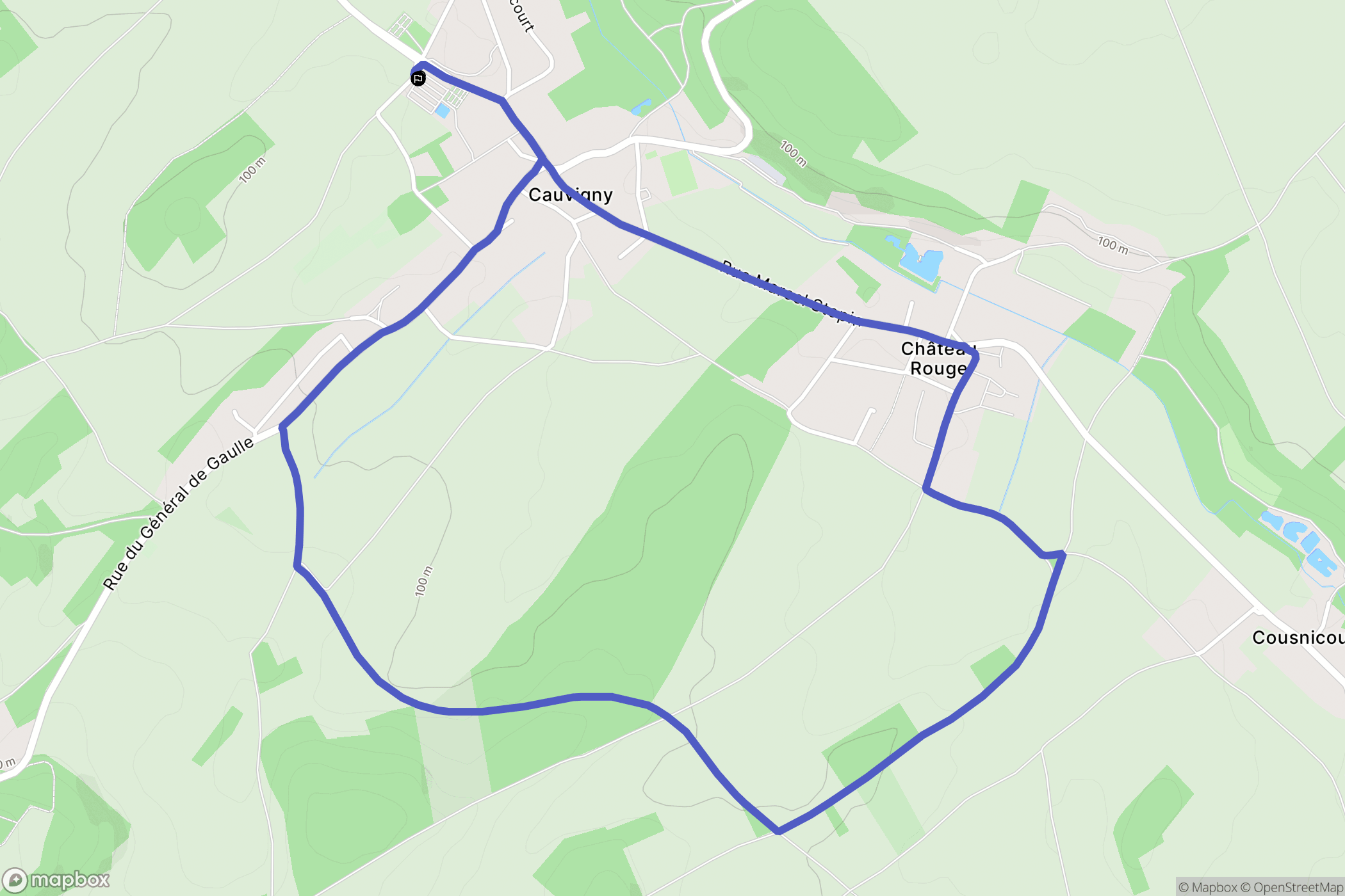 Cauvigny : carte du parcours de randonnée - France