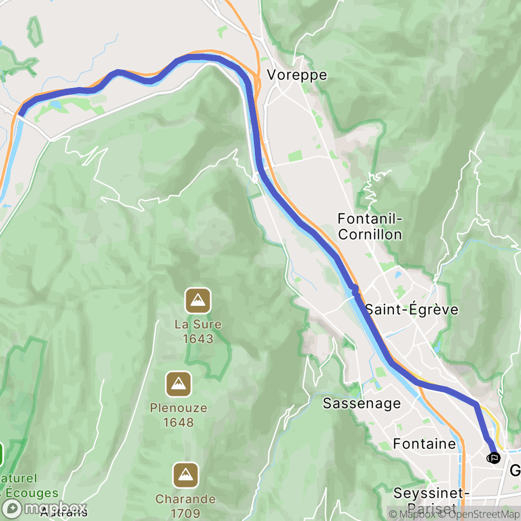 Grenoble : carte du parcours de randonnée - France