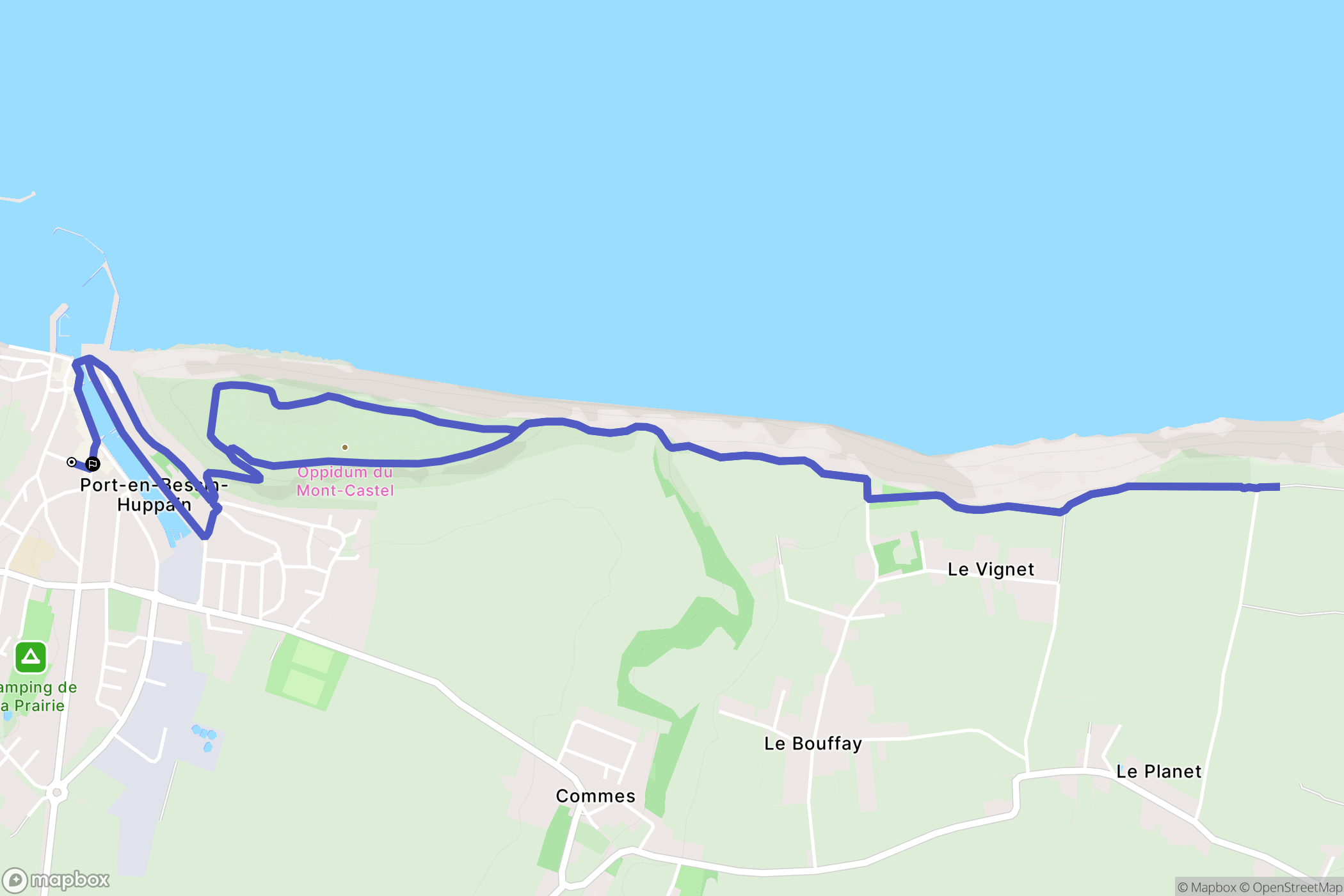 Port-en-Bessin-Huppain : carte du parcours de randonnée - France